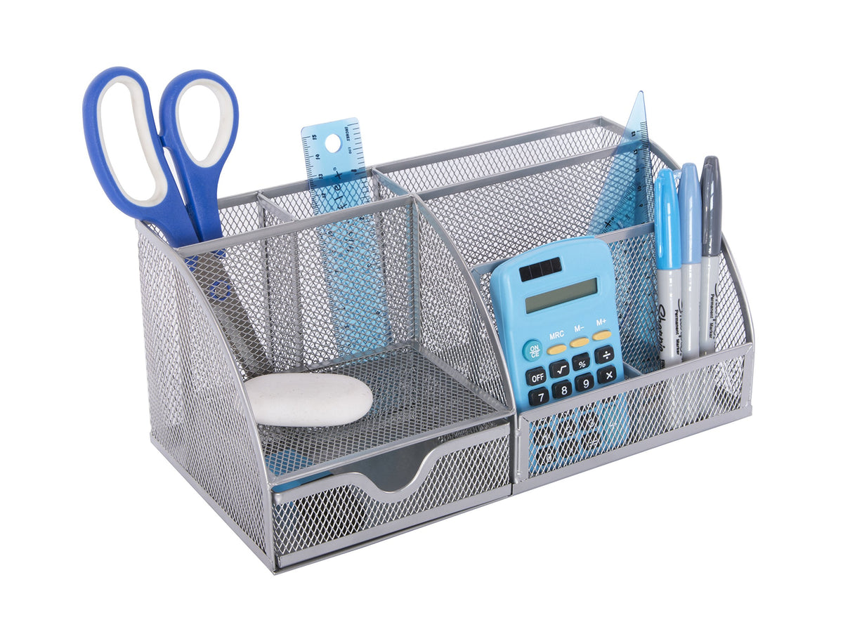 OSCO Large Wiremesh Desk Organiser - Silver