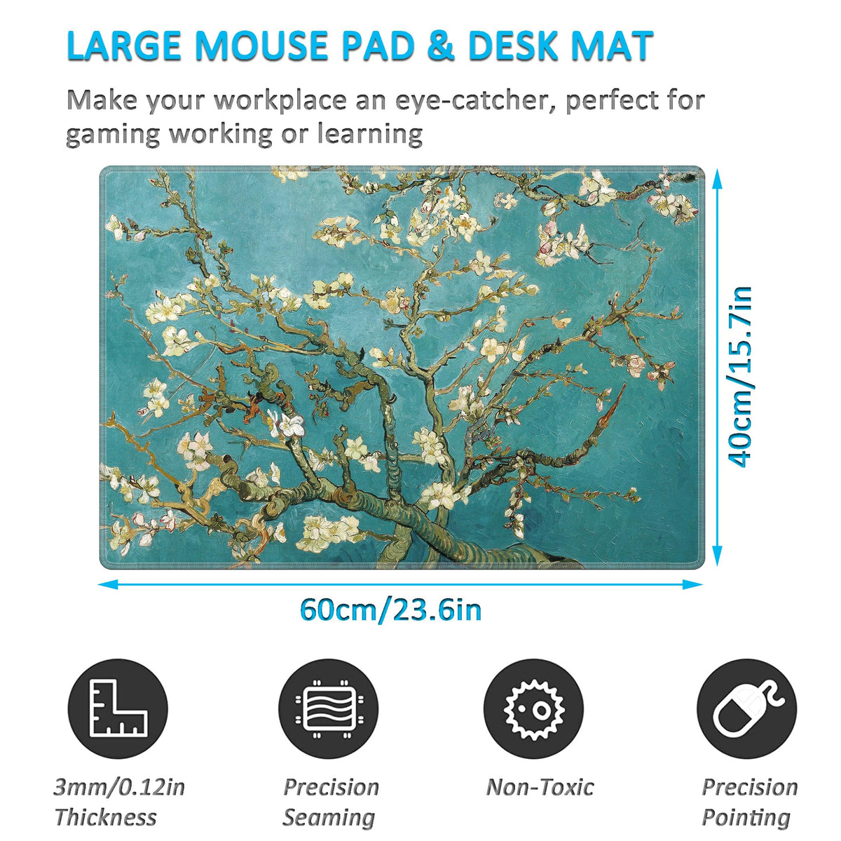 LL-COEUR XXL Landscape Gaming Mouse Pad Computer Keyboard Mat Office Desk Pad (Apricot, 23.6" x