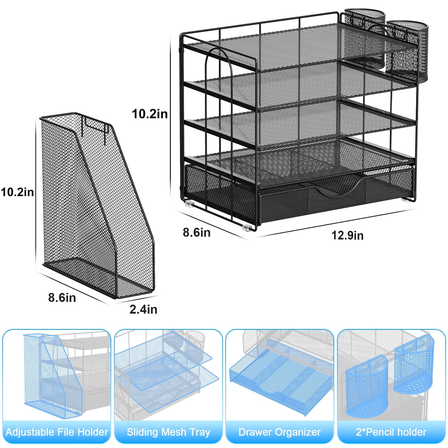 gianotter 5-Tier Desk Organizer with Drawers and File Holders