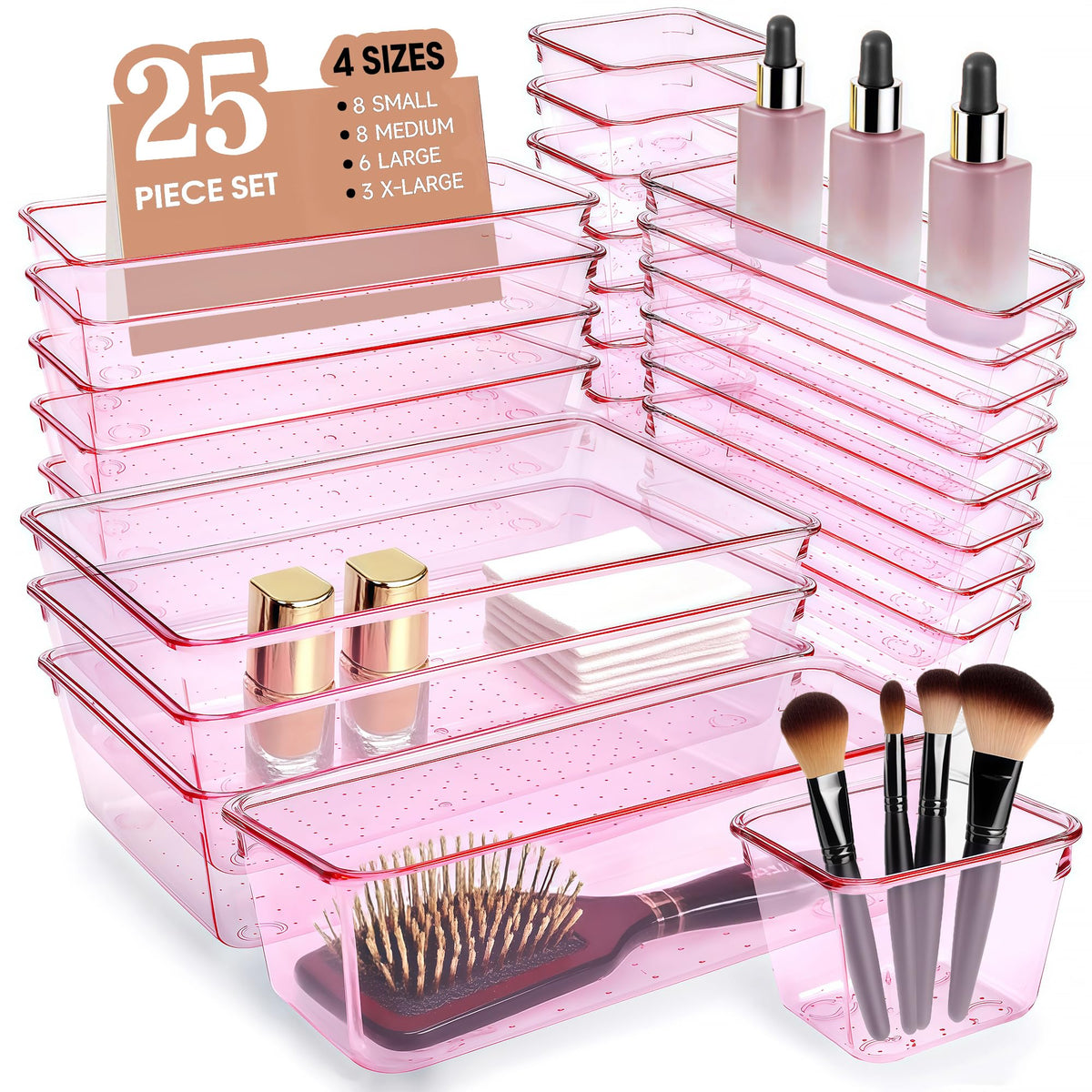 Trotianingyu Kitchen Desk Drawer Organizers Storage for Office, Small Acrylic Vanity Trays Makeup