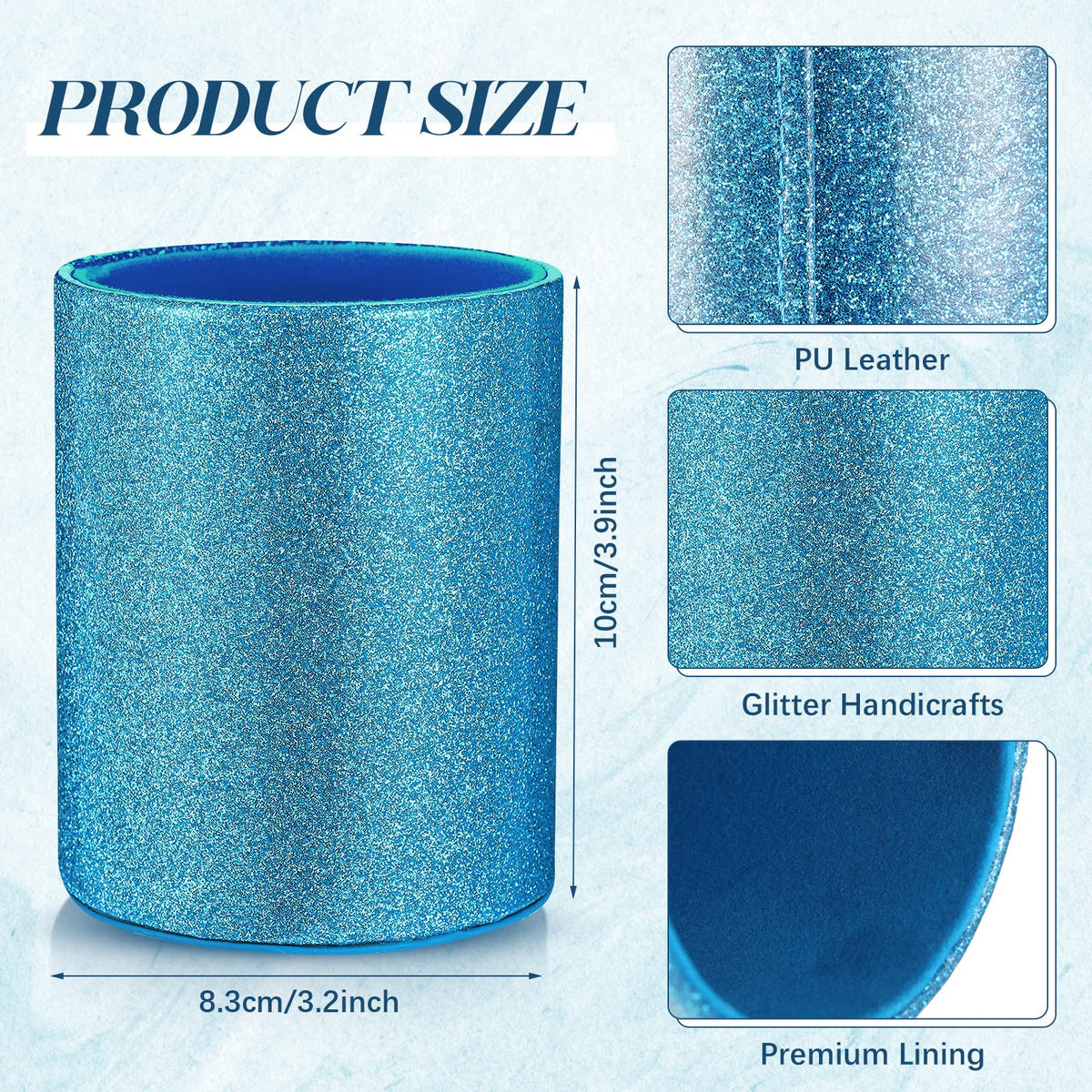 Sabary 8 Pcs Blue Diamond Pens with Glitter Desk Pen Holder for Women