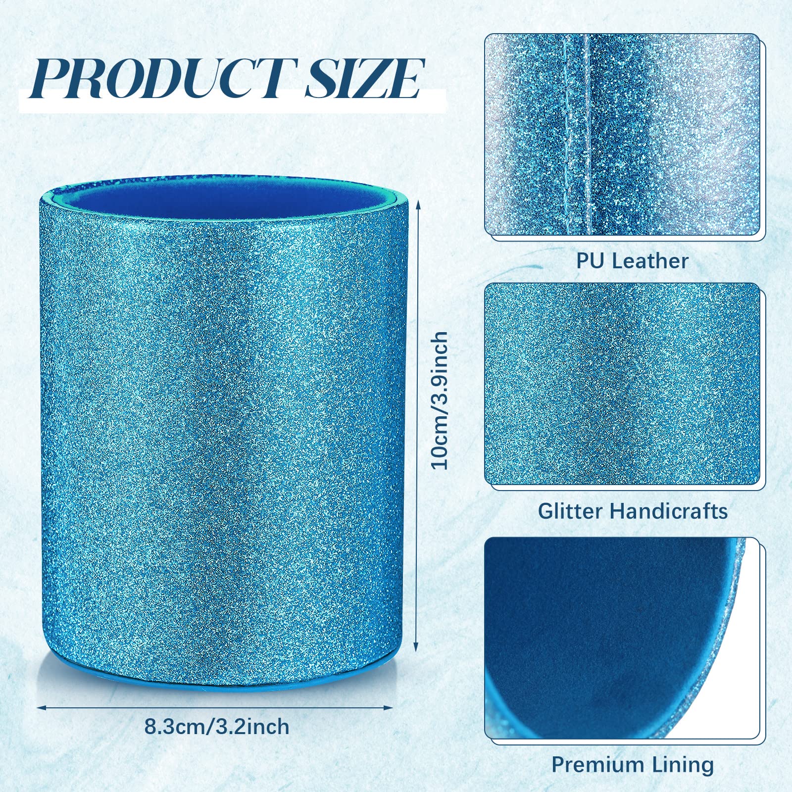 Sabary 8 Pcs Blue Diamond Pens with Glitter Desk Pen Holder for Women