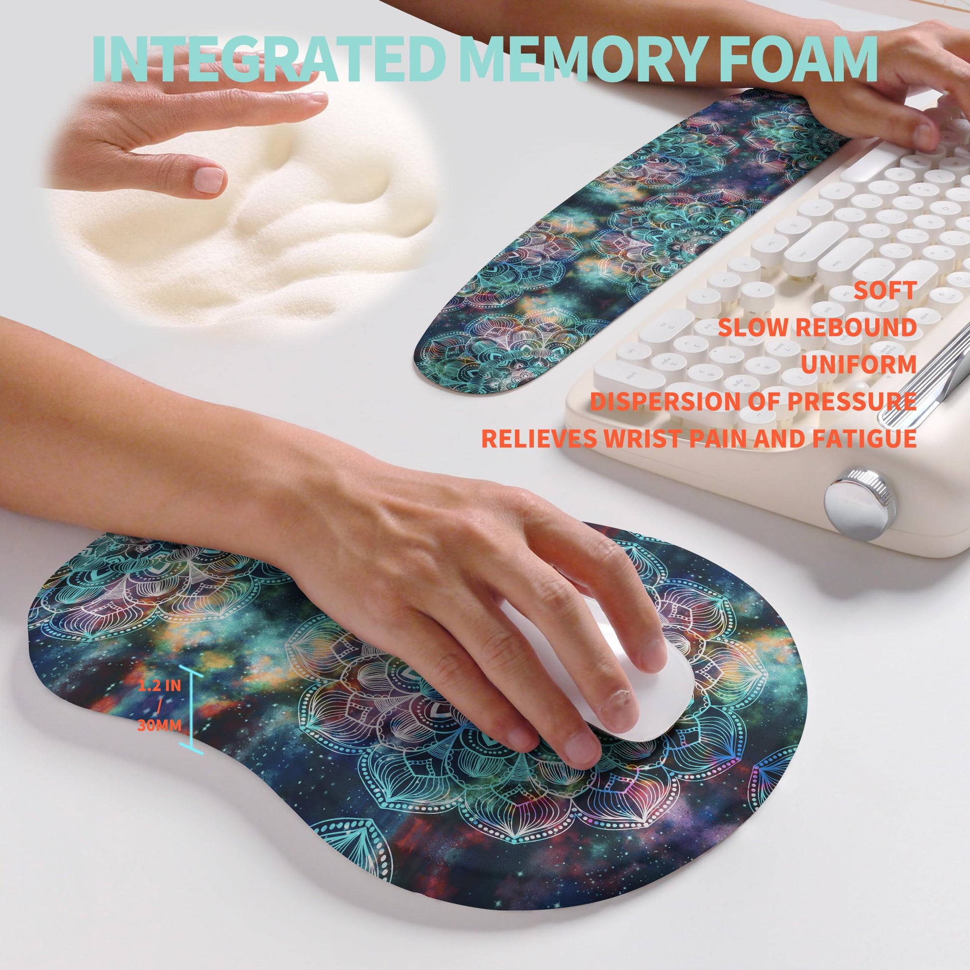 KUOSGM 2-in-1 Ergonomic Set, Wave Rise Keyboard Wrist Rest and Massage Bulge Slope Mouse Pad Wrist