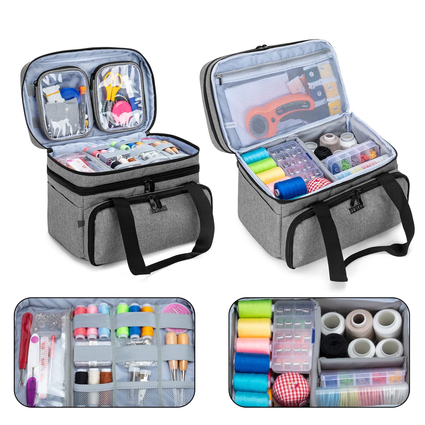 BAFASO Double Layer Sewing Accessories Organizer, Gray