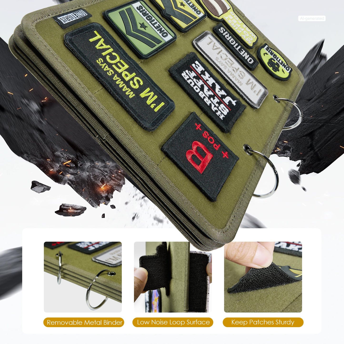 ONETIGRIS Patch Board, Flip-Page Tactical Patches Display Holder 11" x 8"