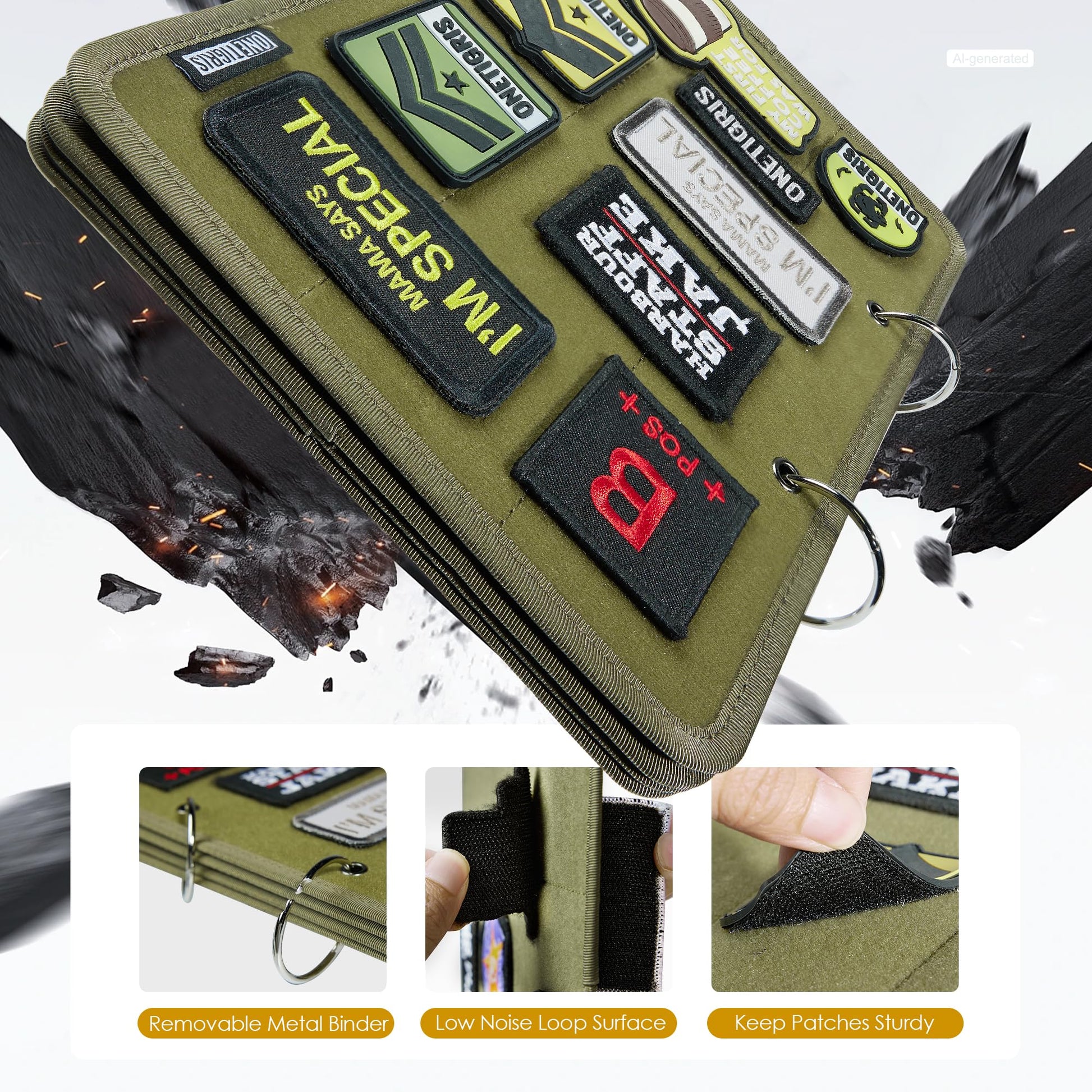 ONETIGRIS Patch Board, Flip-Page Tactical Patches Display Holder 11" x 8"