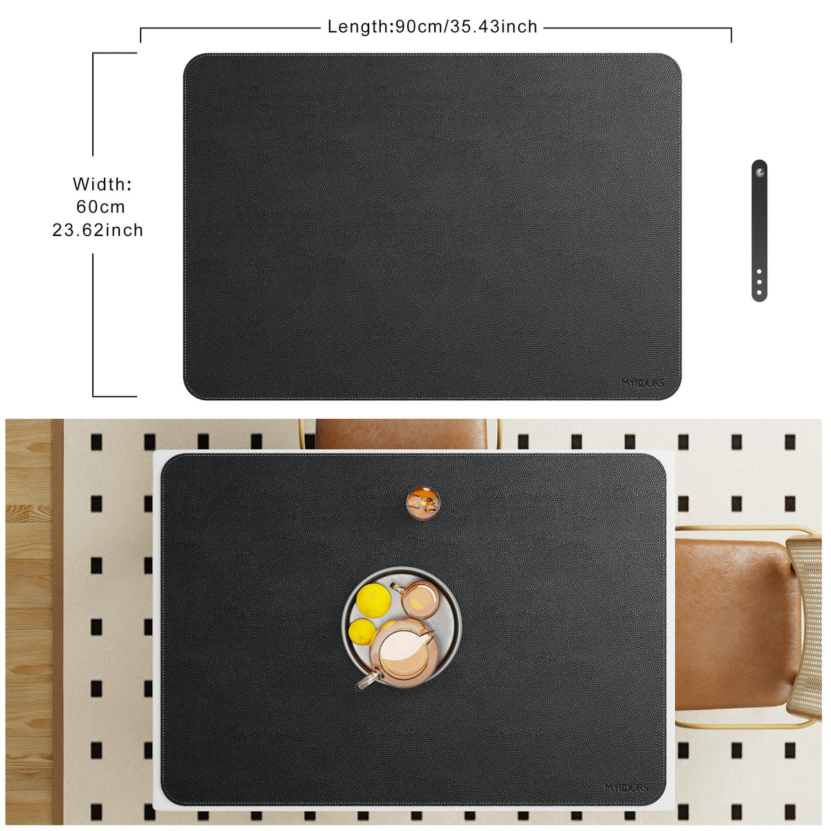 Mydours 40"x28" XL Large Desk Mat - Full Desk Blotter Mouse Pad, (Black)