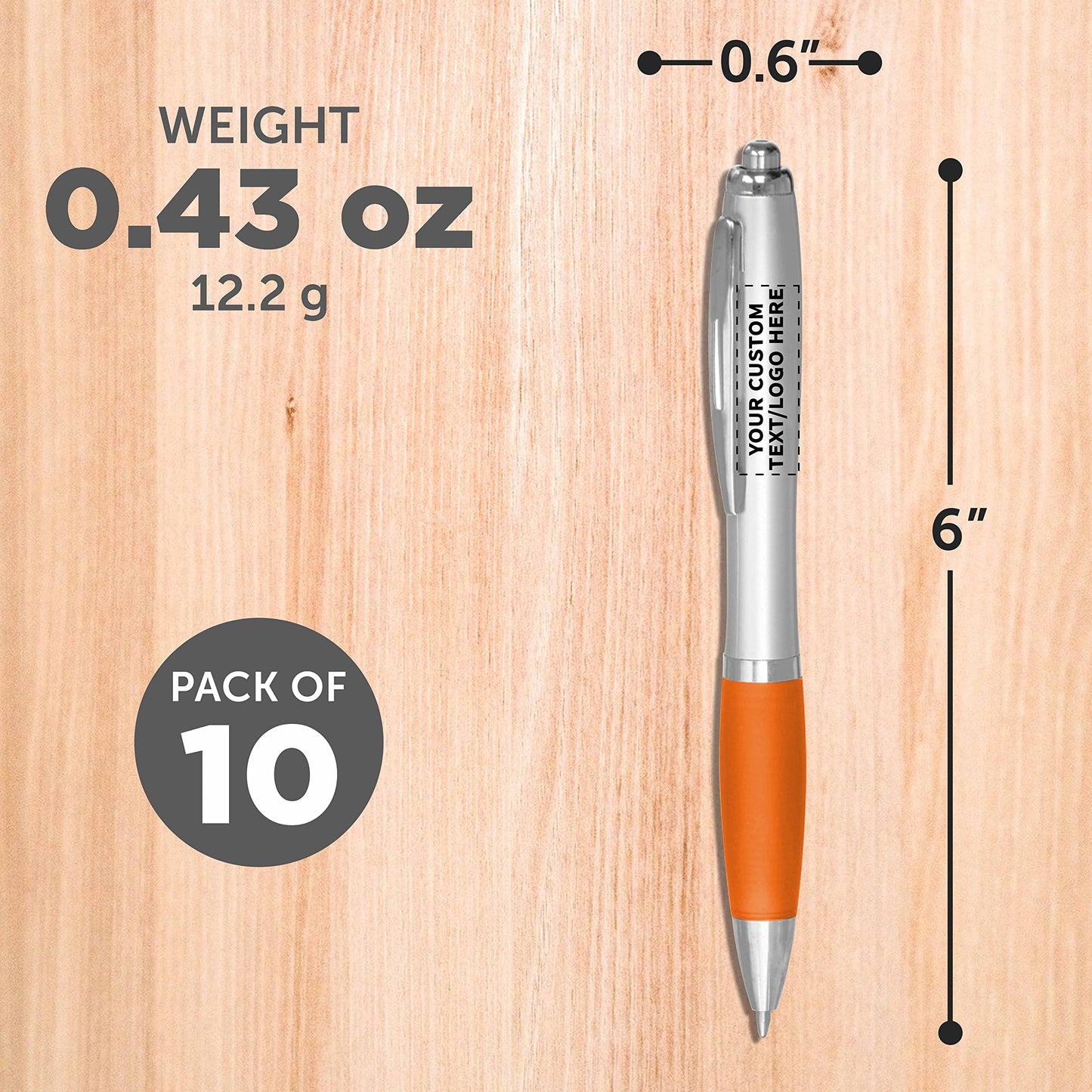 Personalized Ballpoint Pens with Rubber Grip and Click Button, Pack of 10 by DISCOUNT PROMOS