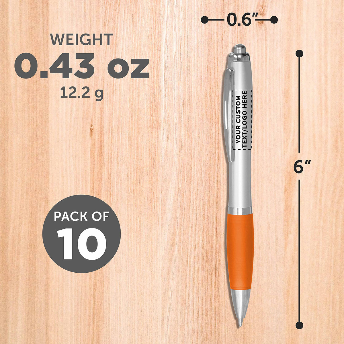 Personalized Ballpoint Pens with Rubber Grip and Click Button, Pack of 10 by DISCOUNT PROMOS