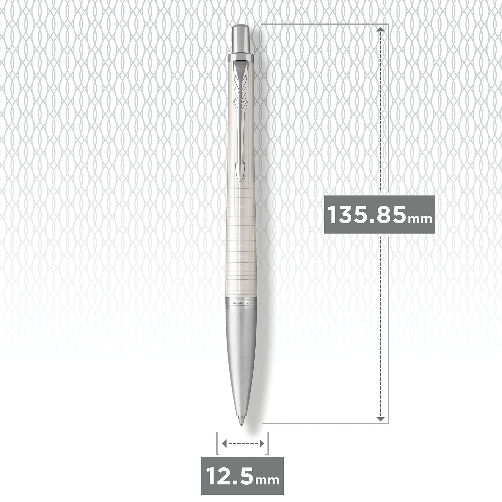 PARKER Urban Ballpoint Pen, Premium Pearl Metal Chiselled with Medium Point Black Ink Refill