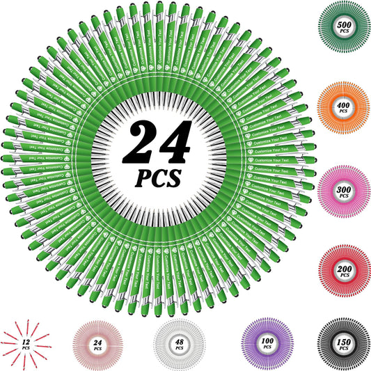 MOUZYLCASE 24 Pcs Personalized Pens Custom Ballpoint Pens with Name Logo Customized Ink Pens with