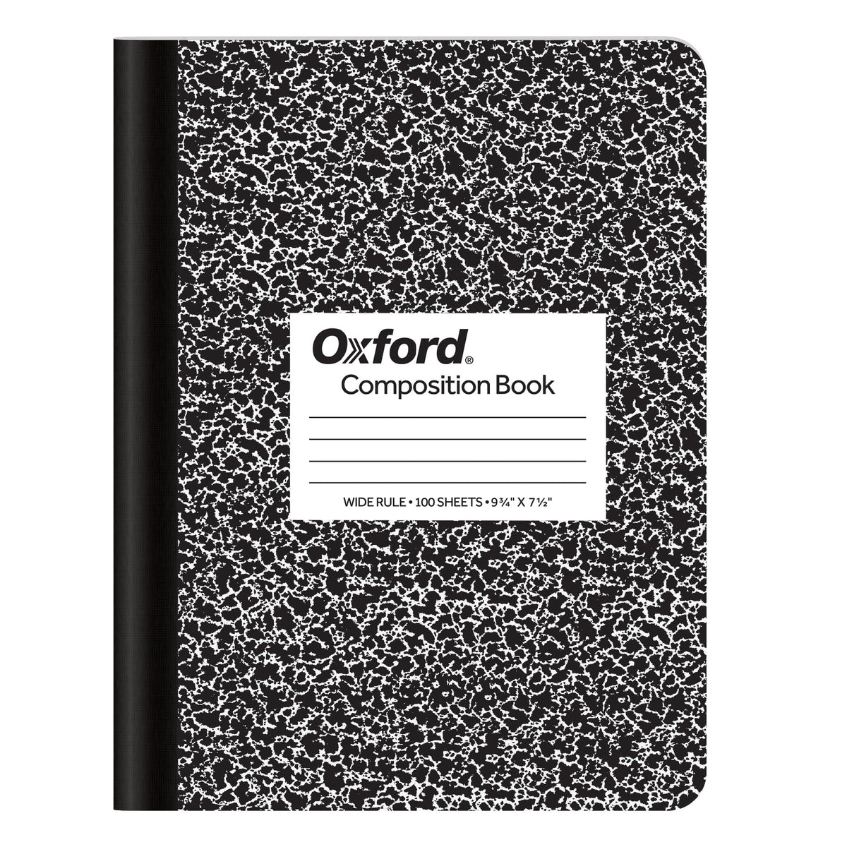 Oxford Marble Composition Book, 9 3/4 X 7 1/2 Inches, Wide Rule, Paperback, 100 Sheets, White