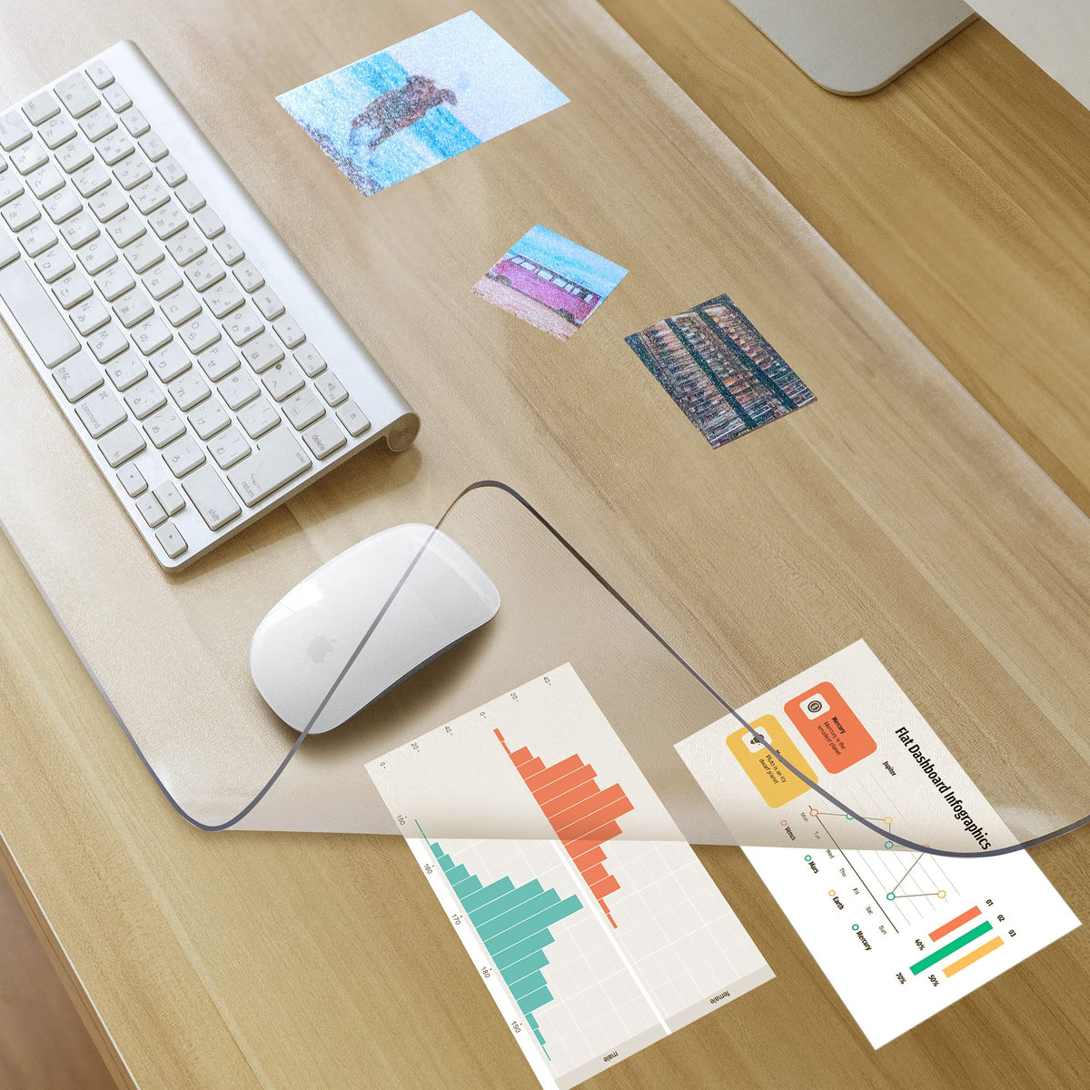 Awnour Clear Desk Mat on top of desks - 36 x 17 inches - Clear Transparent Plastic Desk Protector