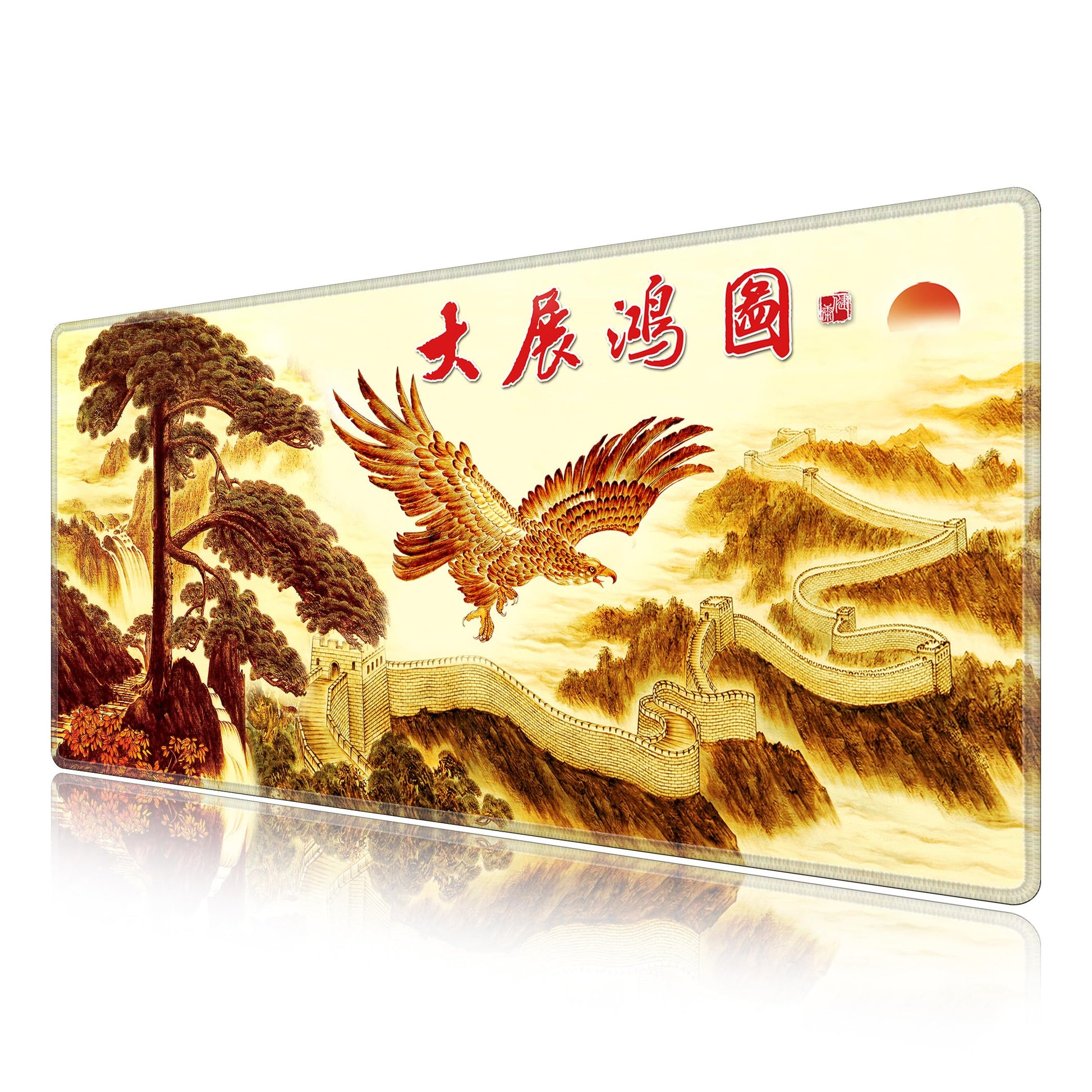 LL-COEUR XXL Landscape Gaming Mouse Pad Computer Keyboard Mat Office Desk Pad (Eagle, 39.3" x 19.6"