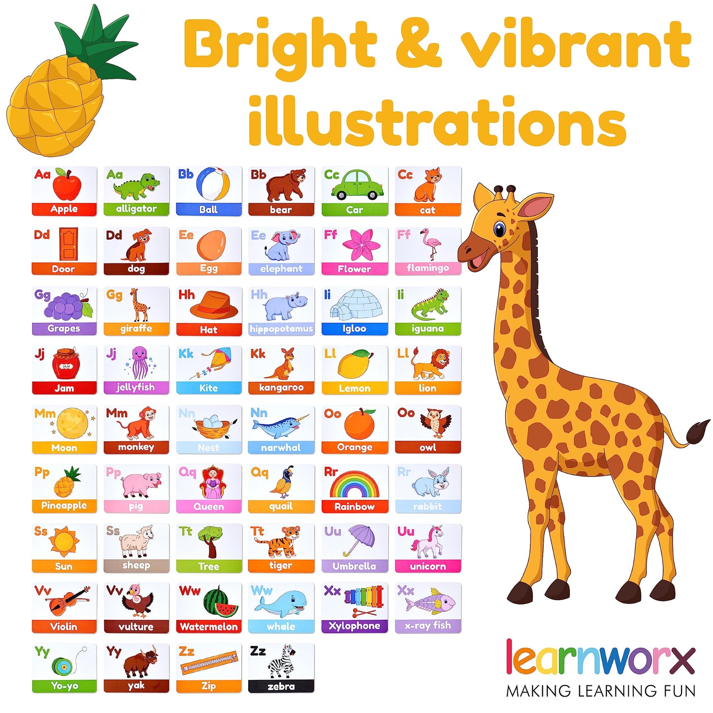 Alphabet Flash Cards for Toddlers | Award-Winning | 52 ABC Flashcards for Baby & Kids|ABC Cards