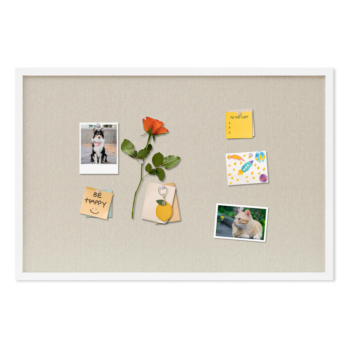 DAHAPYBOO Cork Board with Linen White,Bulletin Board 30"x20"