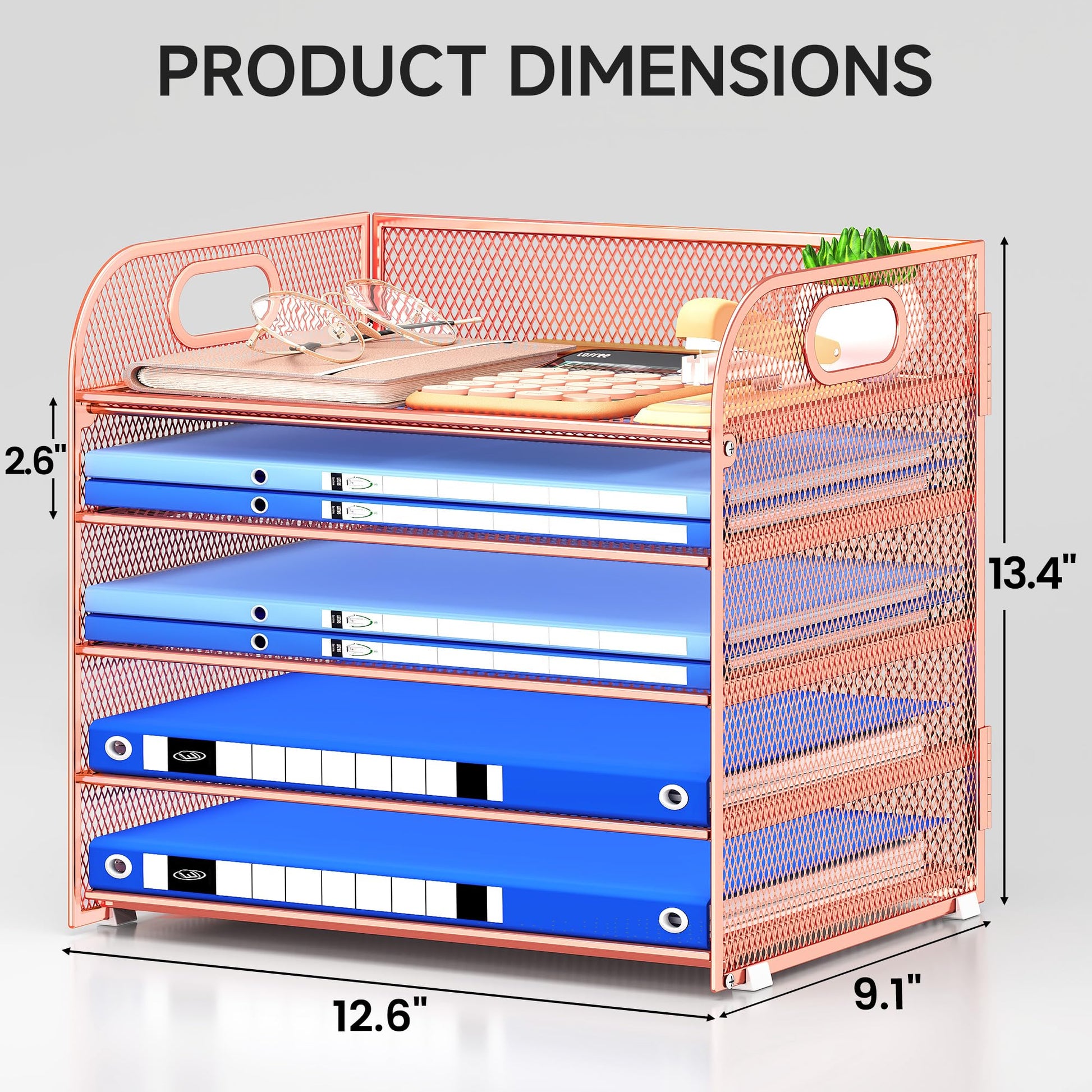 Kinkota Paper Organizer Letter Tray with Handle Mesh 5 Trays