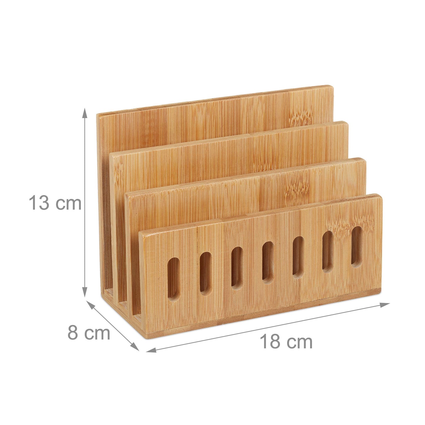 Relaxdays Bamboo Document Holder, 3 Compartments, Practical Letter Stand, for Office, Letter