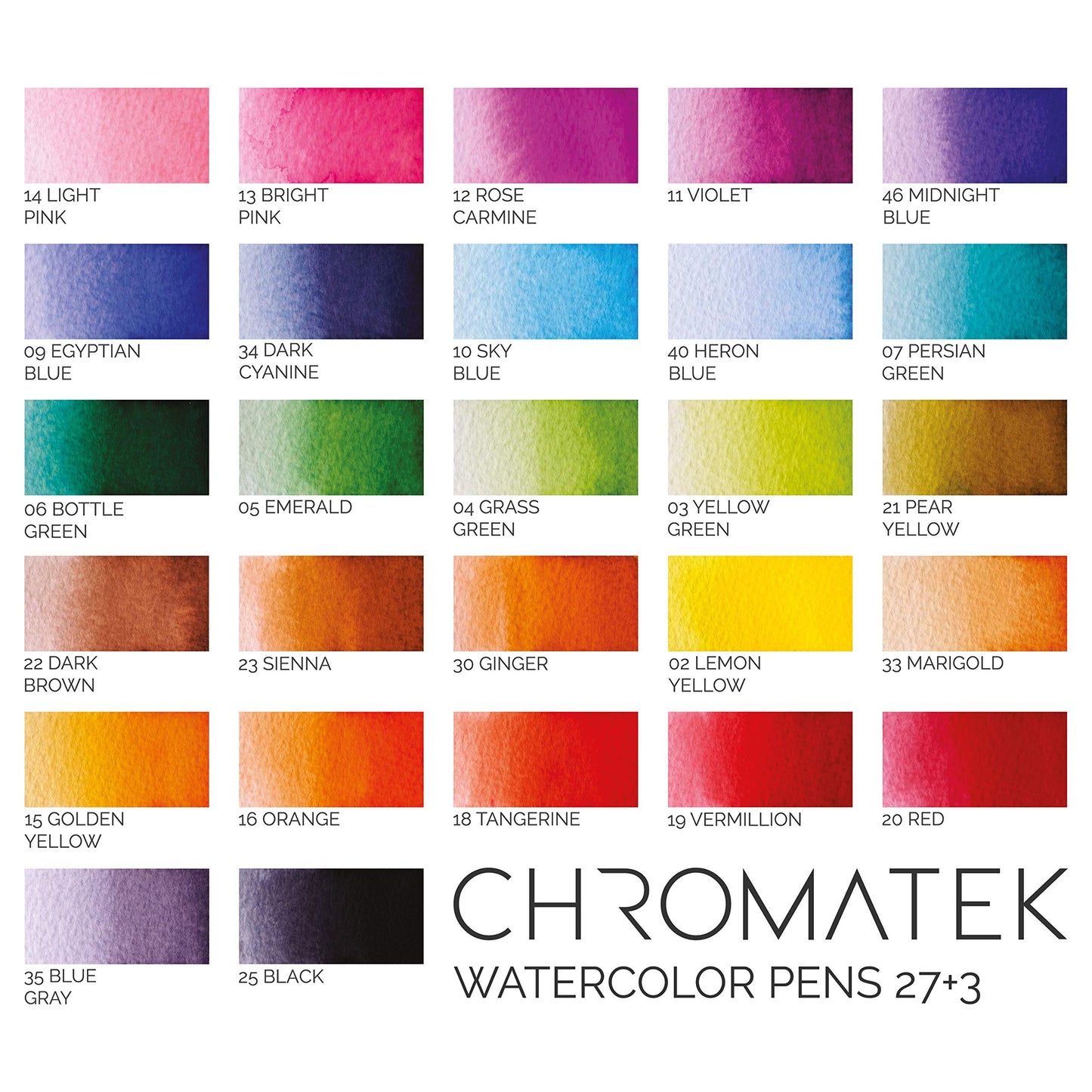 CHROMATEK 30 Watercolor Brush Pens | 15 Page Tutorial Pad & Online Video Series | Brush Tips |