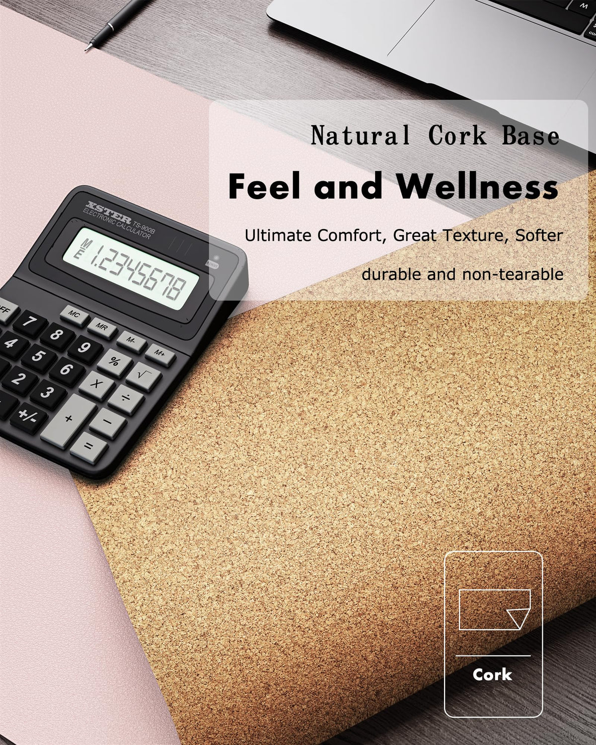 YSAGi Double-Sided Desk Pad, 35.4"x17"Leather Desk Mat, Eco Cork Desk Pad Protector,Large Mouse