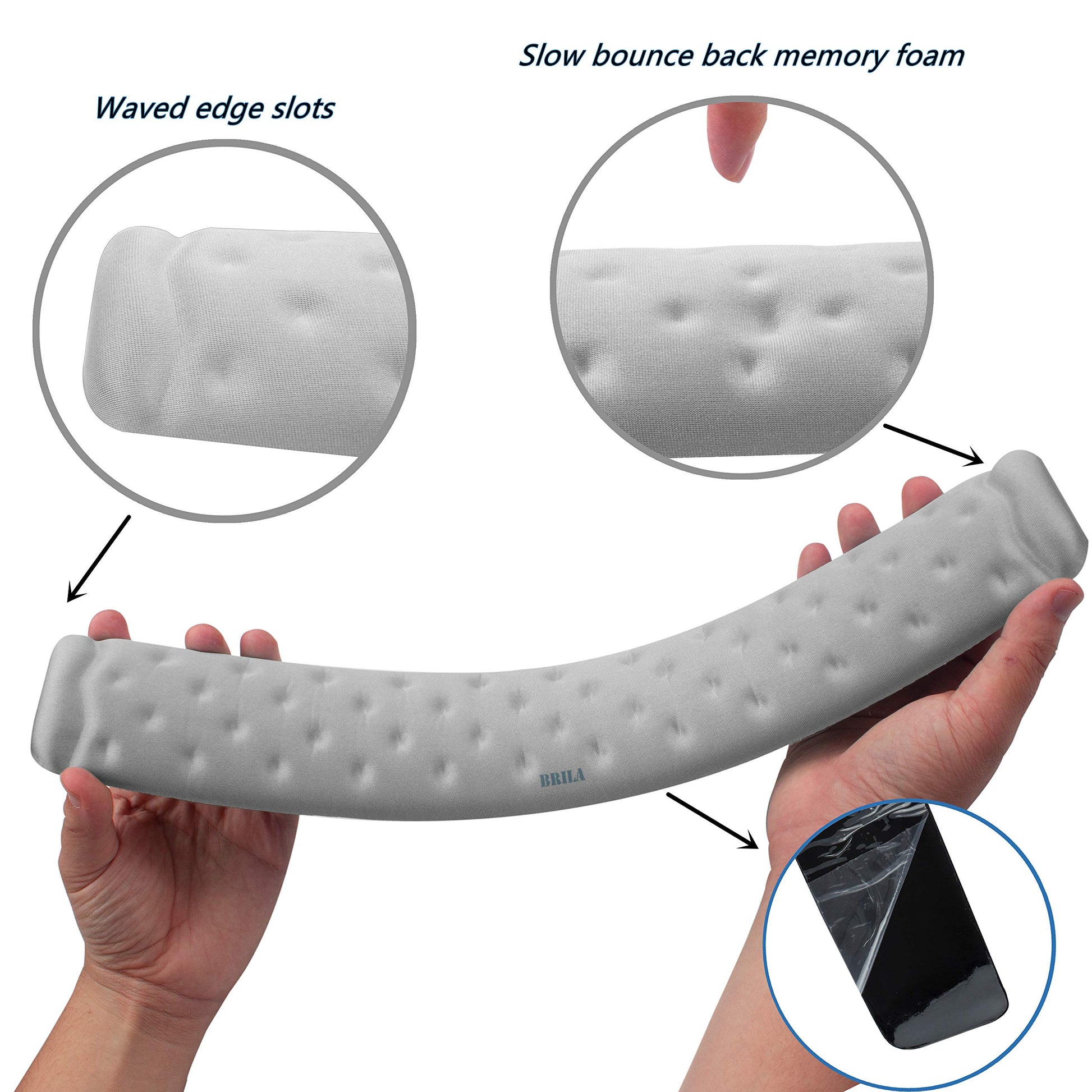 BRILA Memory Foam Mouse & Keyboard Wrist Rest Support Pad Cushion Set for Computer, Laptop, Office