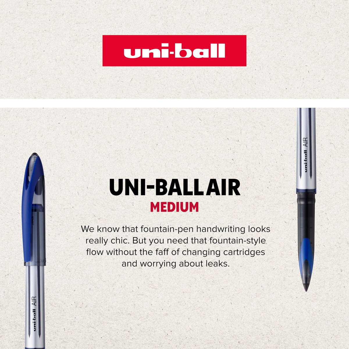 uni-ball UB-188-Micro Fountain Pen Tip 0.5mm Air Rollerball Pens, Red Gel, 12 Pack