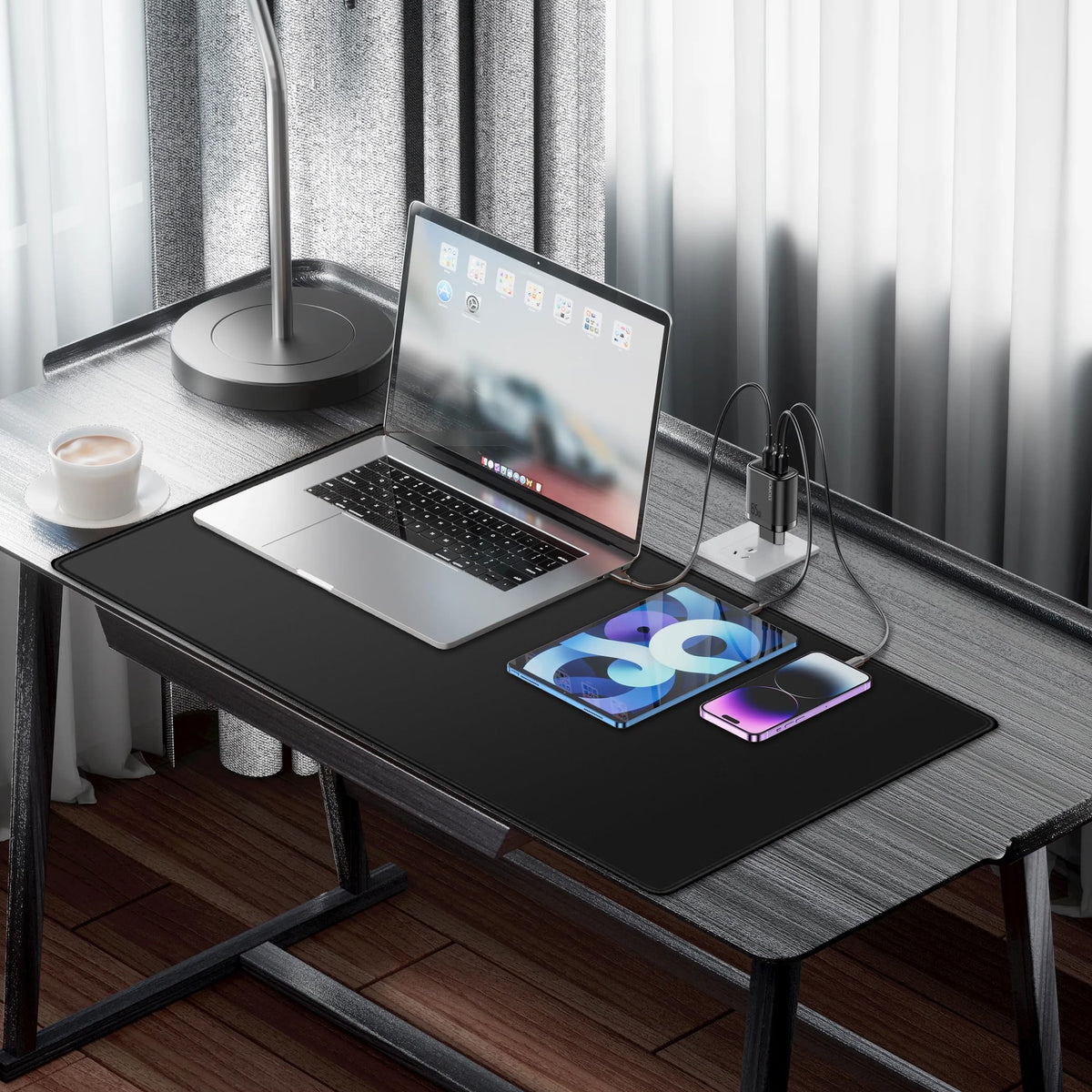 LL-COEUR XXL Black Mouse Pad Gaming Keyboard Mat Laptop Office Desk Mat (35.4" x 19.6" x 0.12")