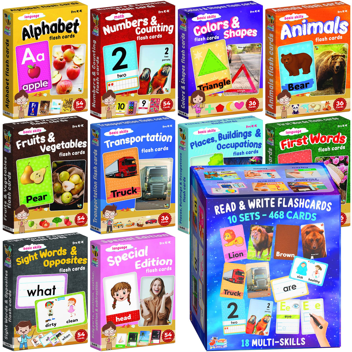 Flash Cards for Toddlers 2-4 Years – Jumbo Learning Box Set with Real Pictures - Alphabet Number