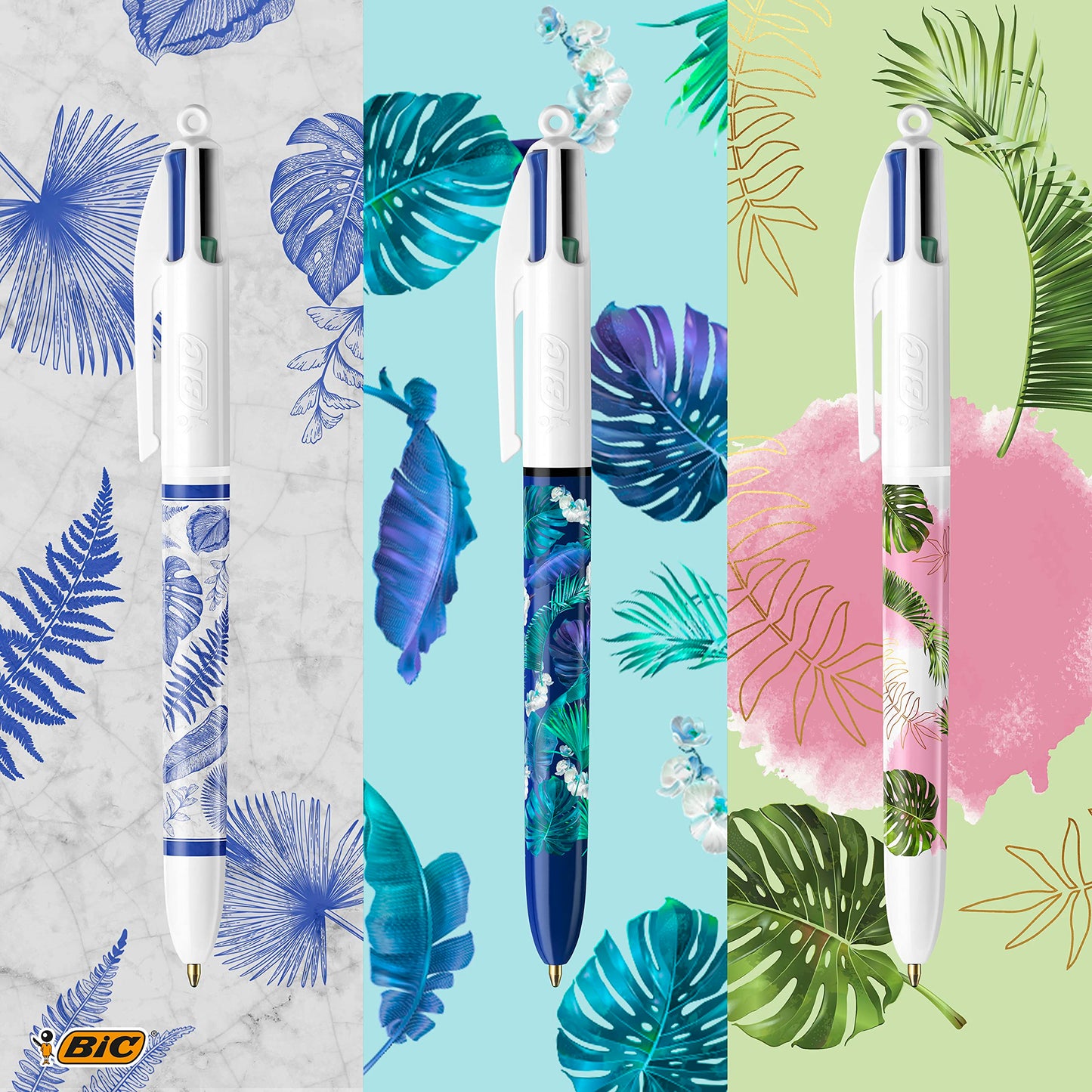Bic 4 Colors Decors Messages or Botanical Collection and Tie & Dye - Ballpoint Pens Medium Point