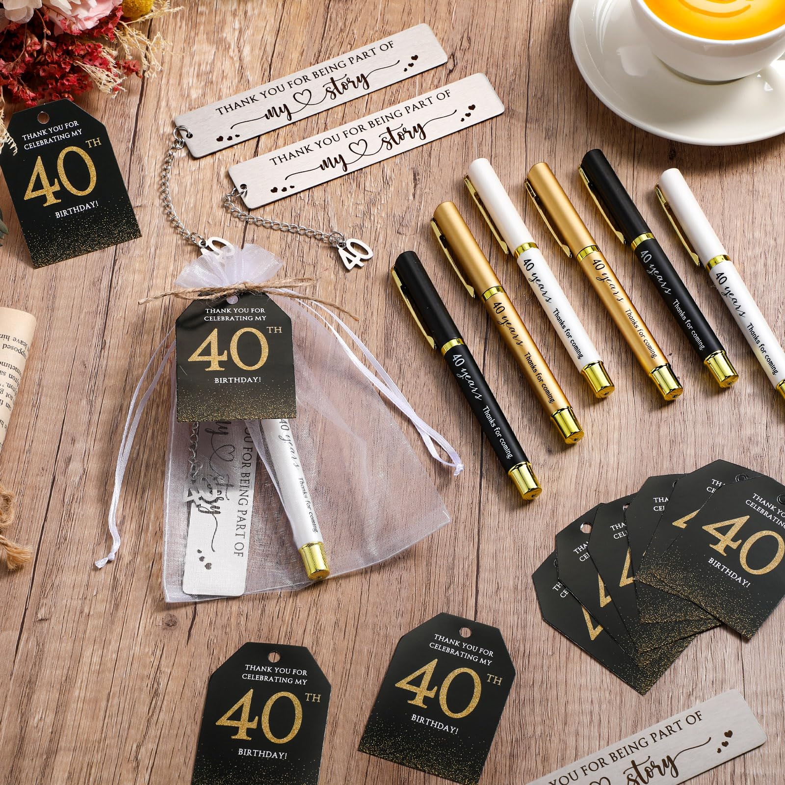 Sinload 25 Sets Birthday Favors for Guests 25 Thanks for Coming Ballpoint Pens 25 Metal Bookmarks