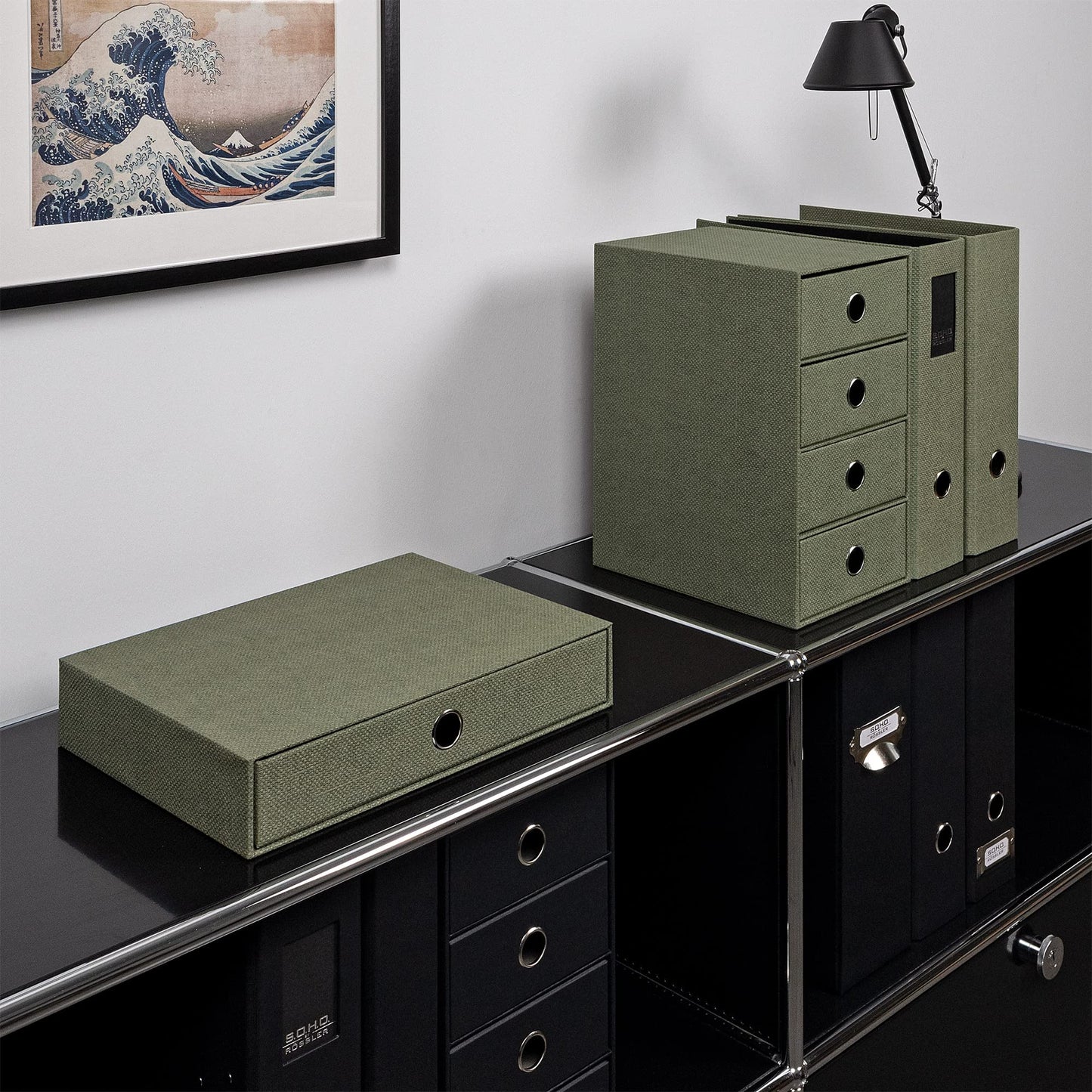 Rössler S.O.H.O.1 Drawer Box for A4 with Finger Hole, Special Line, Sage,