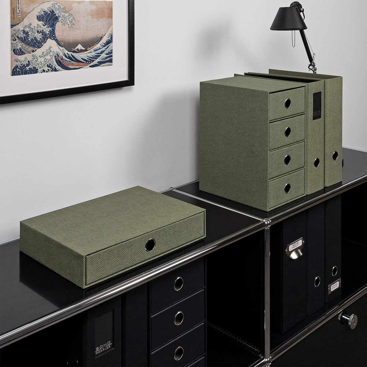 Rössler S.O.H.O.1 Drawer Box for A4 with Finger Hole, Special Line, Sage,