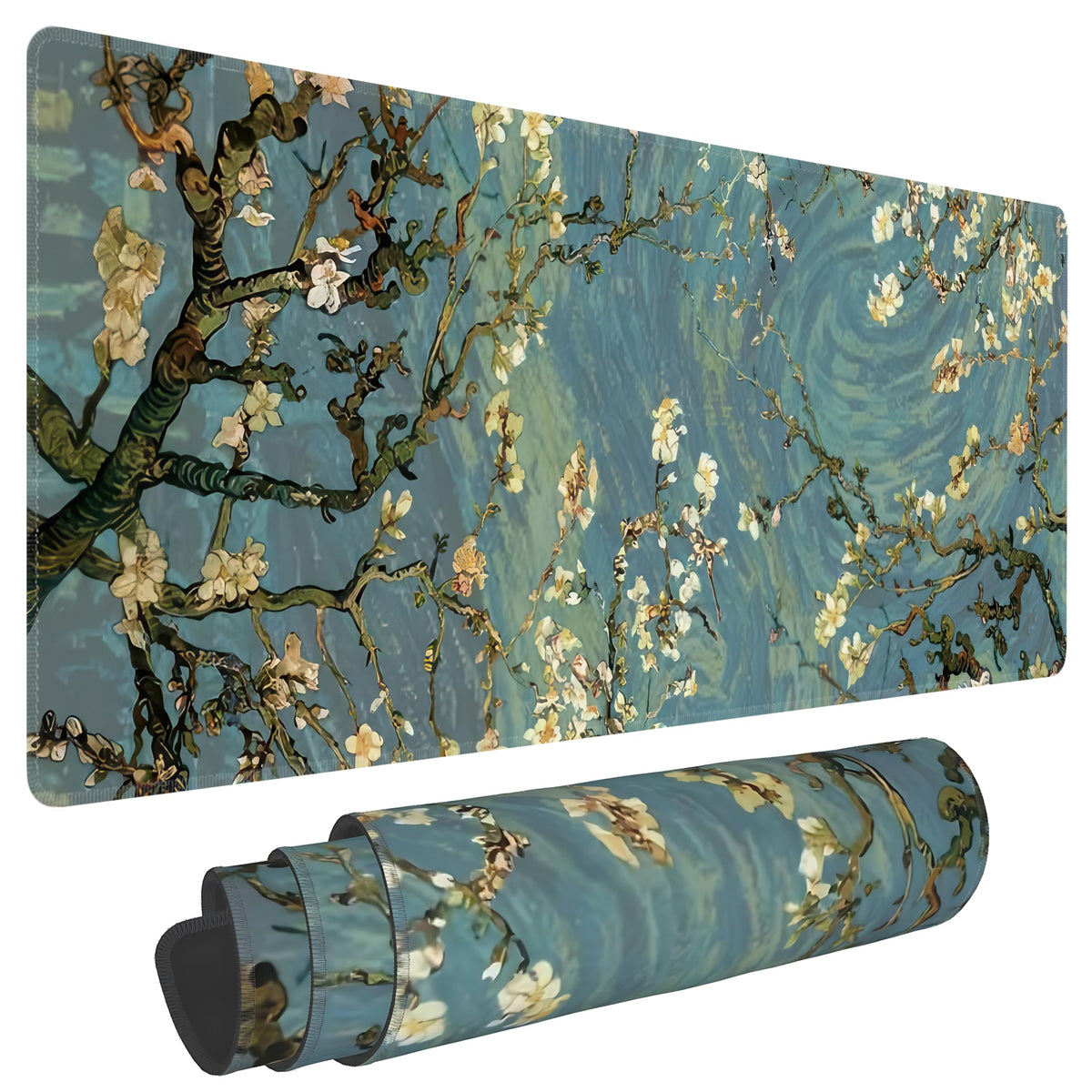 Almond Blossoms Large Mouse Pad,Gaming Keyboard Desk Pad,Extended Mouse Mat Non-Slip Rubber Base