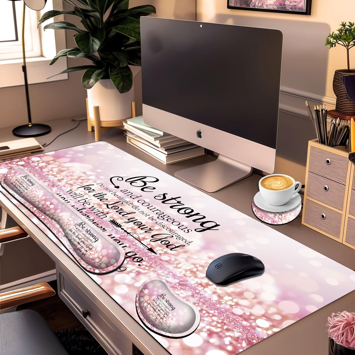 JYCUHTCL Large Gaming Mouse Pad Set 35.4 x 15.7 with Keyboard Wrist Rest, Wrist Support, and