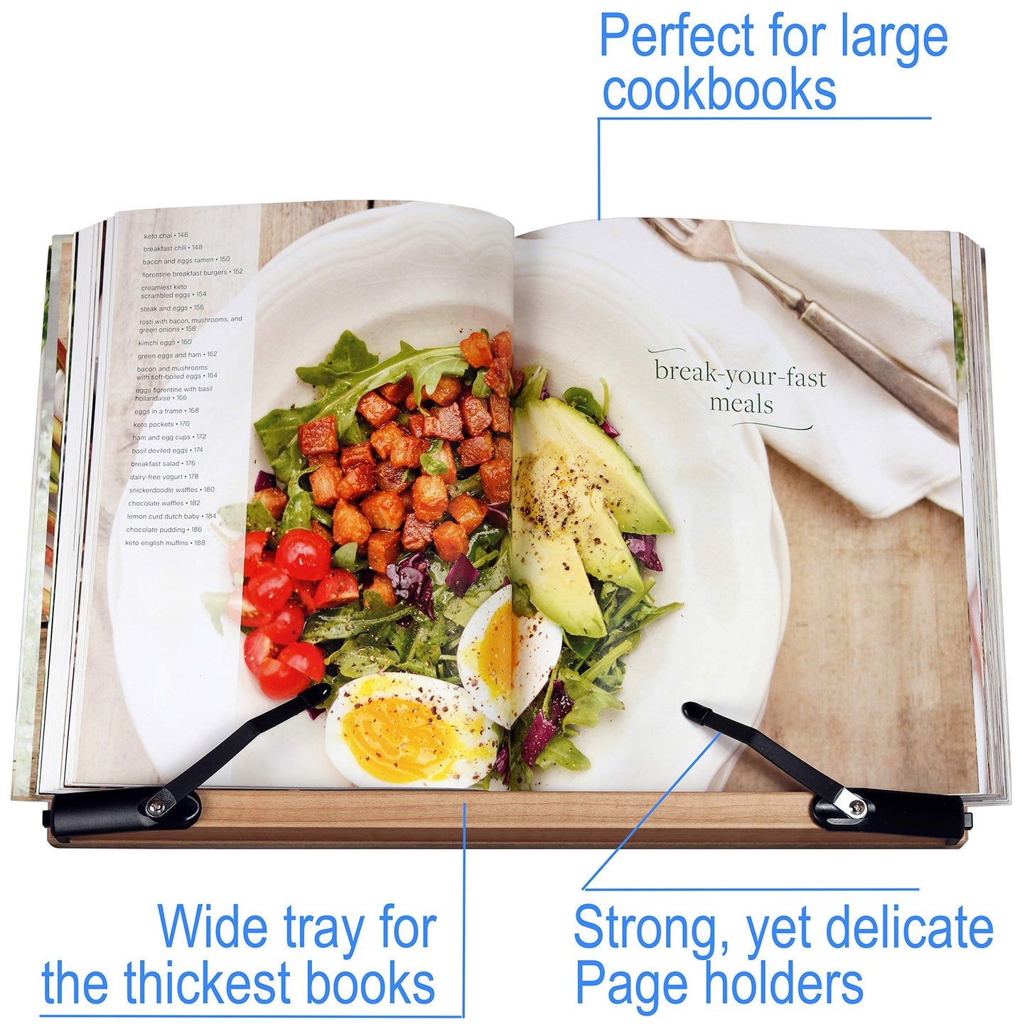 A+ Book Stand BS2500 Large 16x10.5 Portable Adjustable Foldable Bookstand Holder for Reading Hands