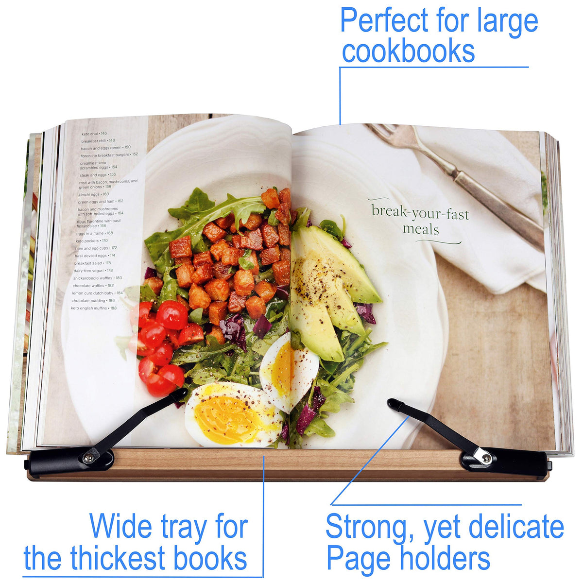 A+ Book Stand BS2500 Large 16x10.5 Portable Adjustable Foldable Bookstand Holder for Reading Hands