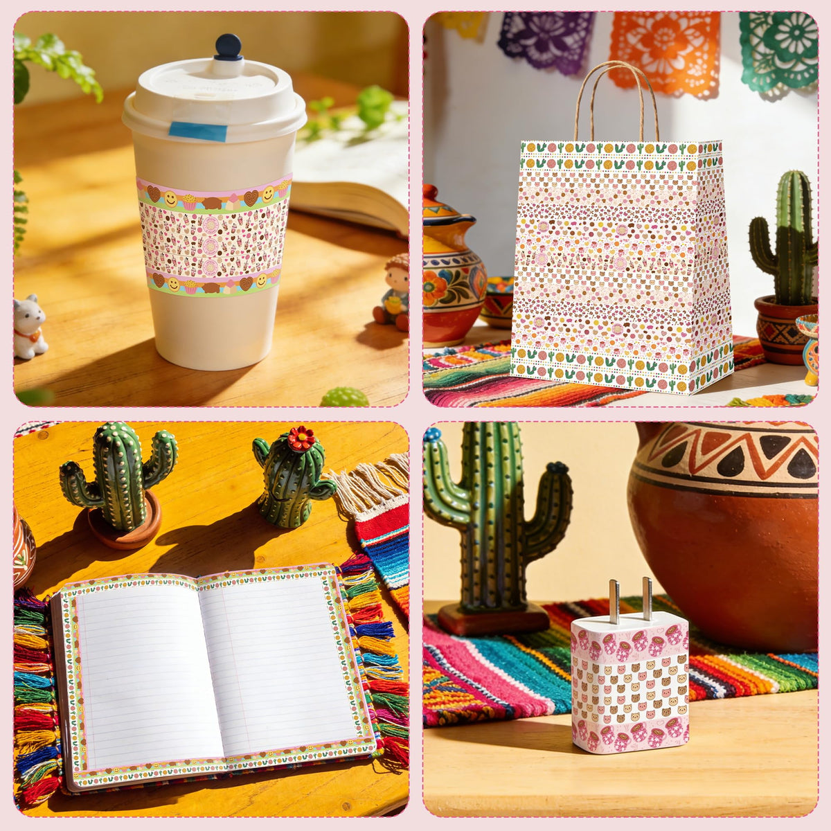 BkeeCten 12 Rolls Mexican Bread Washi Tape for Card Making Planner Decor