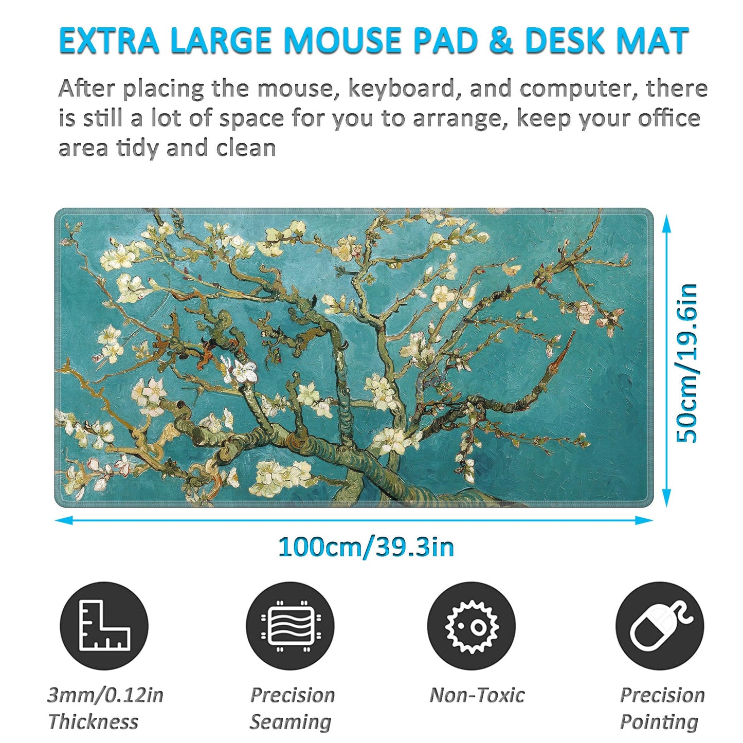 LL-COEUR XXL Landscape Gaming Mouse Pad Computer Keyboard Mat Office Desk Pad (Apricot, 39.3" x