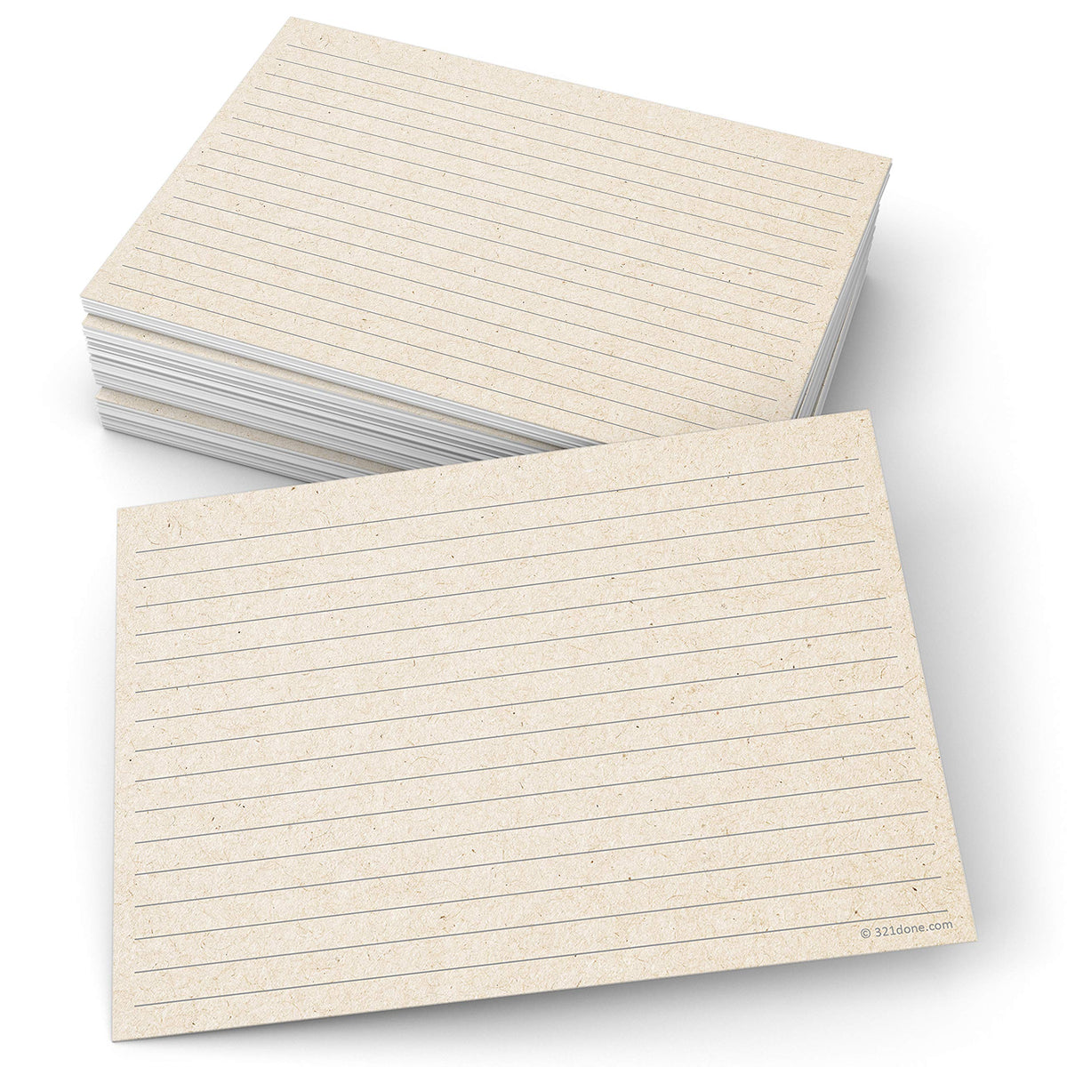 321Done Ruled Index Cards, Large 5x7, Set of 50, Kraft Tan, Double-Sided