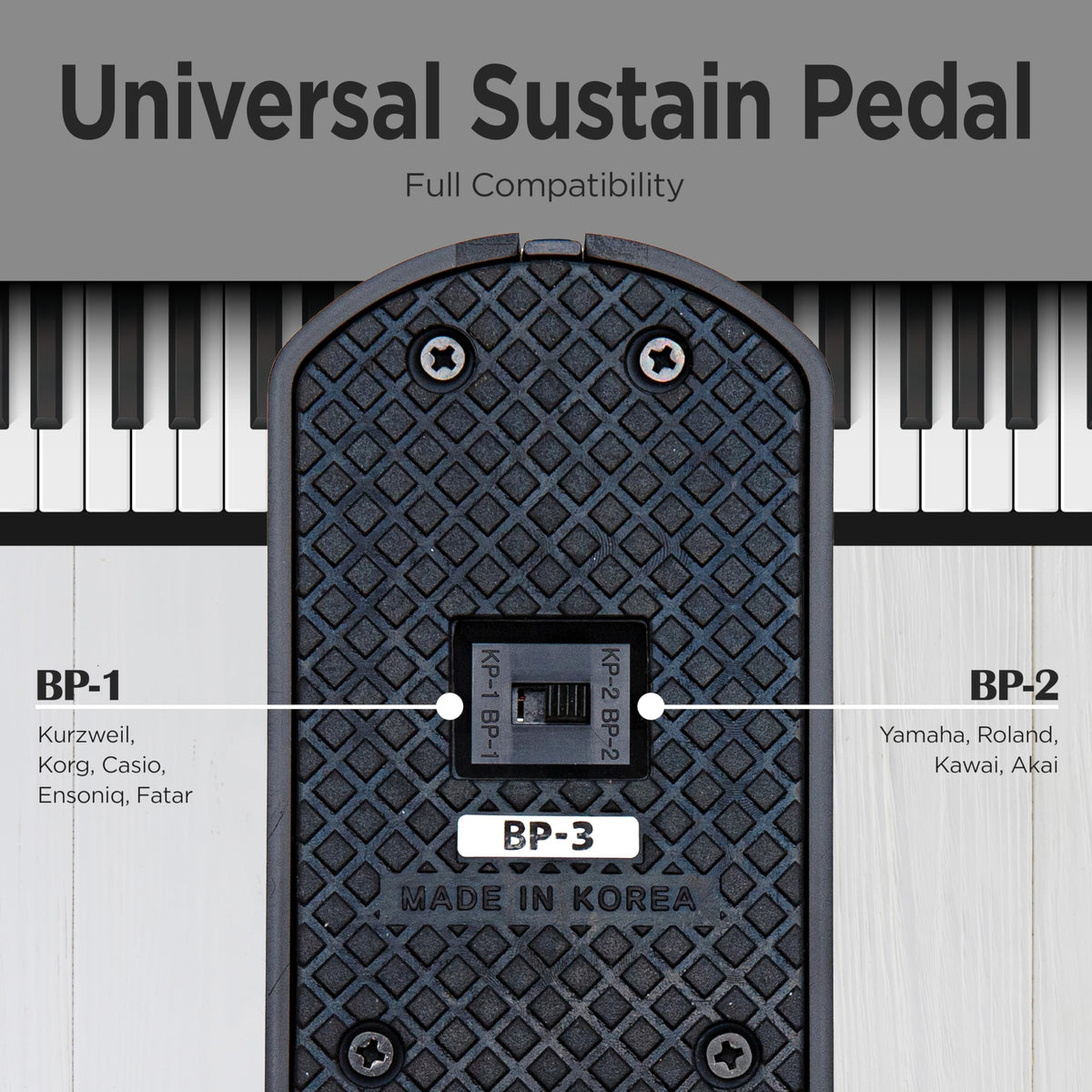 VALDI BP-3 Sustain Pedal - Universal Pedal for Keyboard Piano, Digital Pianos, MIDI Keyboards &