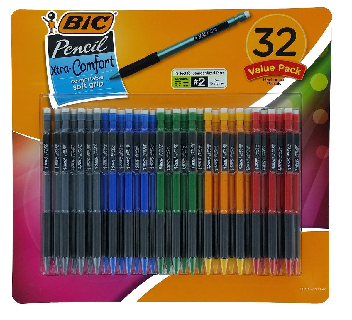 BIC Matic Grip Mechanical Pencil, HB NO 2, 0.7 mm, 32 Pencil