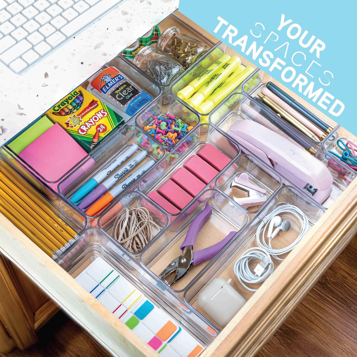primebox Plastic Clear Acrylic Drawer Organizers. Bathroom, Kitchen, Bedroom, Utensils, Office