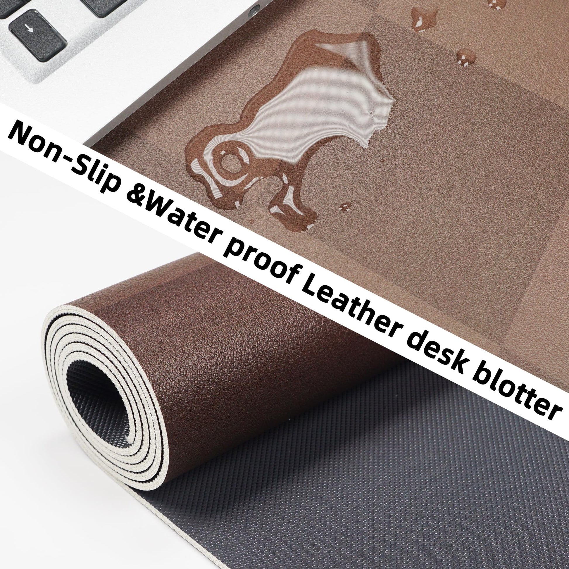 AFIING Brown Checkered Desk Pad 31.5" x 12"