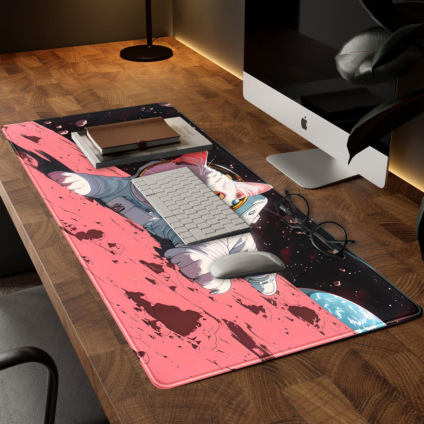 Cat Desk Mat Full Desk Mouse Pad Gaming Mat XXL, Fun Desktop Mats Computer Keyboard Pad Extra Large