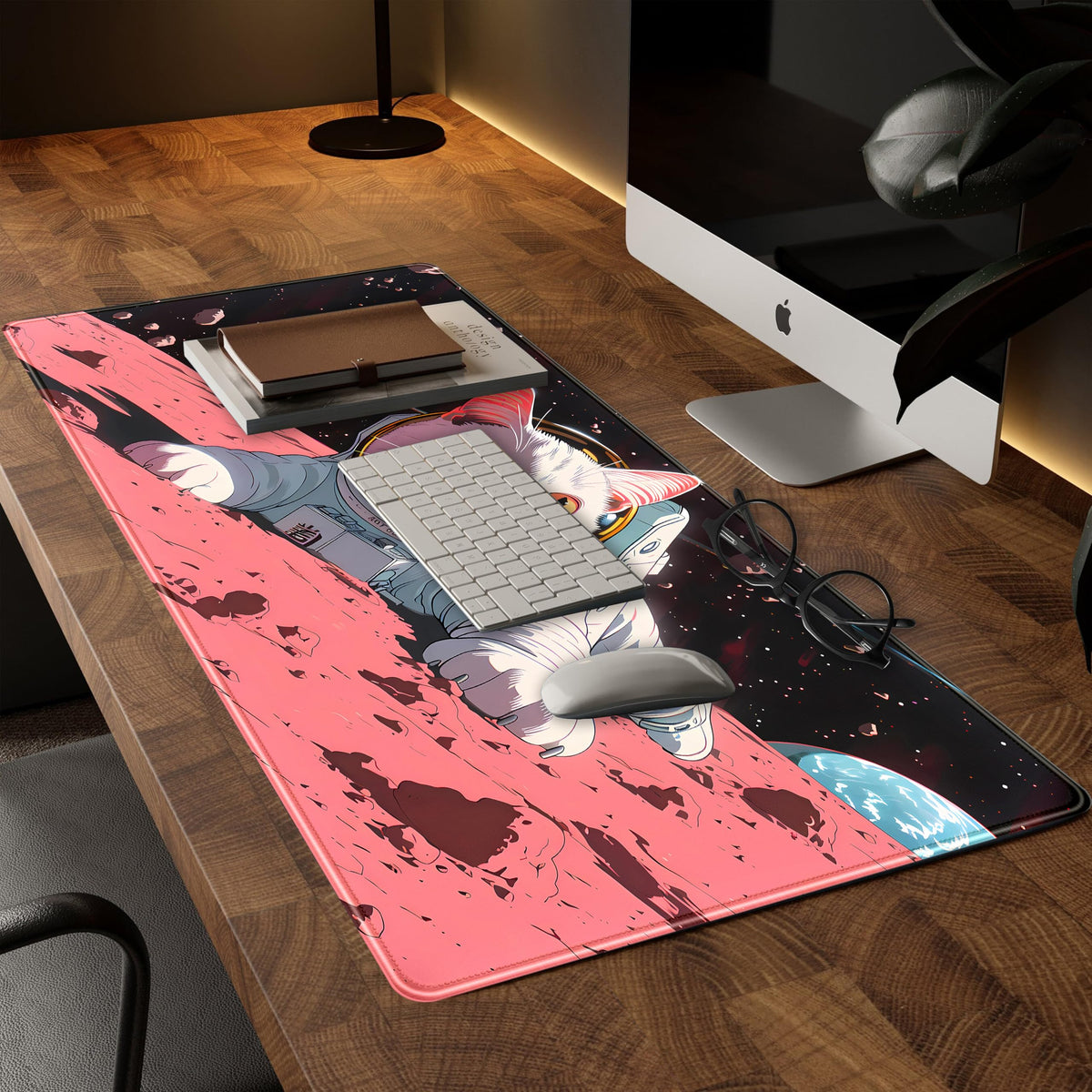 Cat Desk Mat Full Desk Mouse Pad Gaming Mat XXL, Fun Desktop Mats Computer Keyboard Pad Extra Large