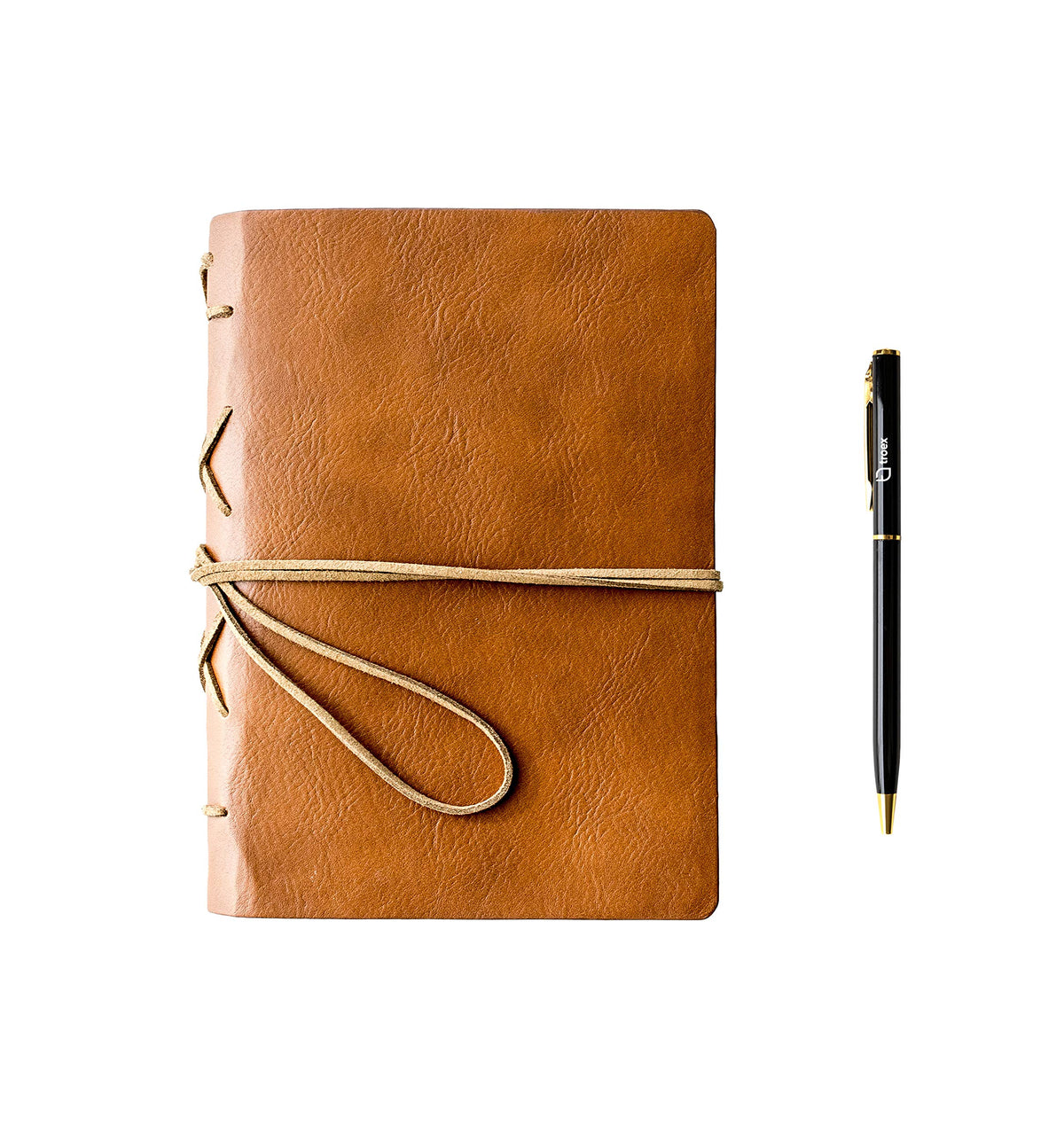 TROEX PU Leather Journal Writing Notebook with Ballpoint Pen, String Closure & Unlined Pages- Light