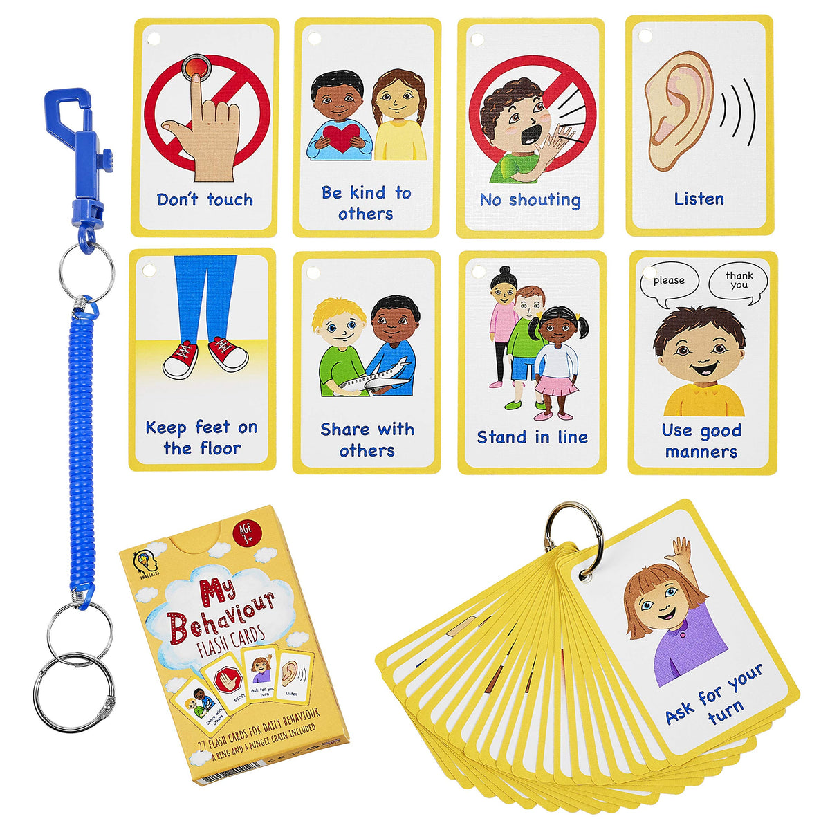 My Behaviour Cards 27 Flash Cards for Visual aid Special Ed, Speech Delay Non Verbal Children and