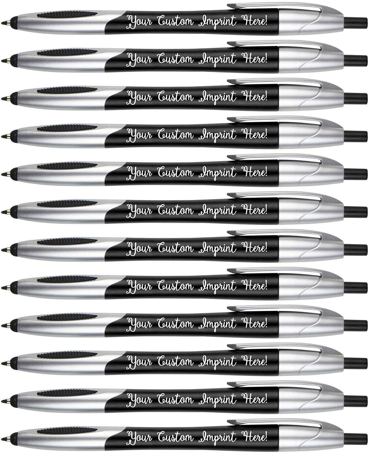 The Glide Ballpoint Pen with Stylus. Click action Custom Personalized Black writing ink. Full color