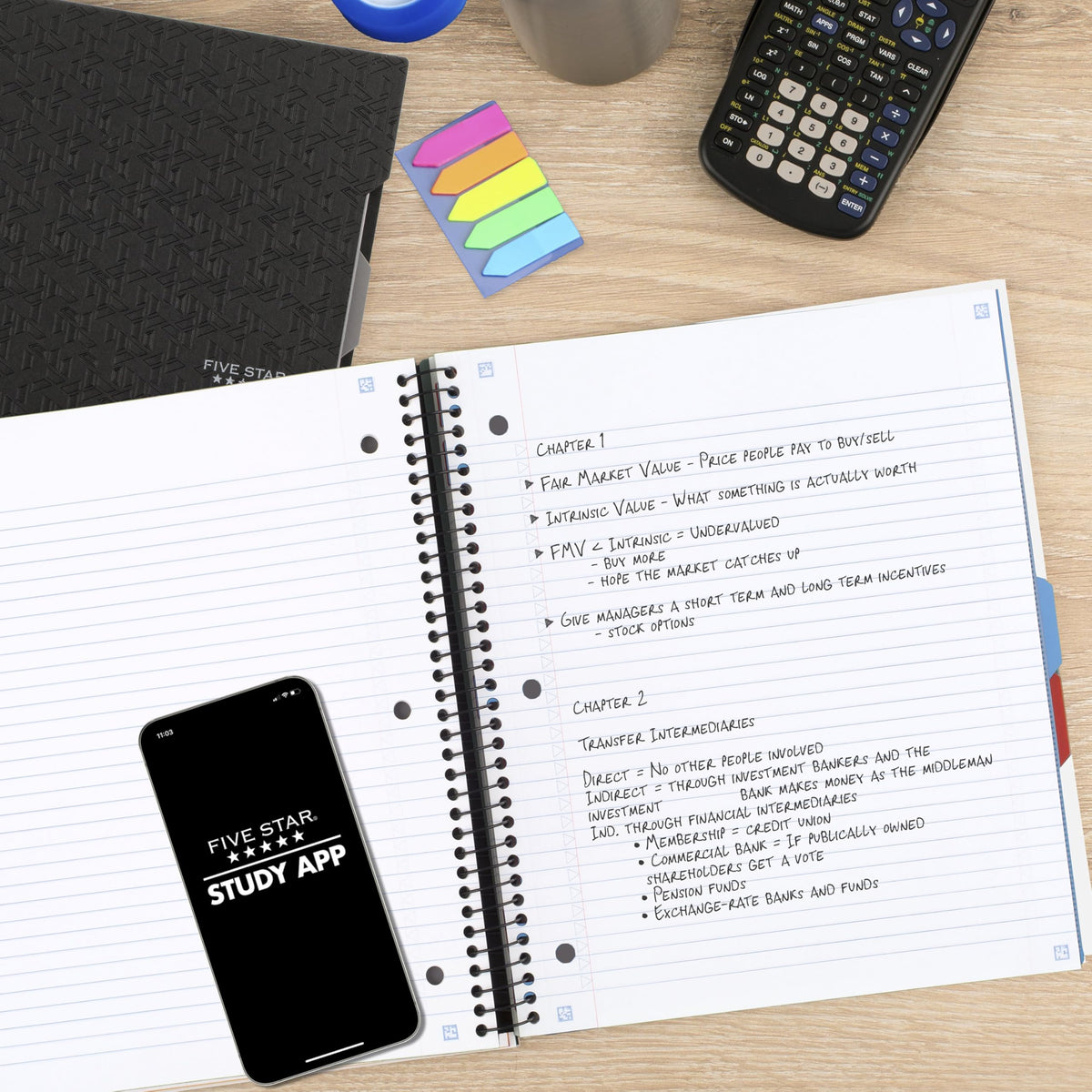 Five Star Advance Spiral Notebook + Study App, 3 Subject, College Ruled Paper, 8-1/2" x 11", 150