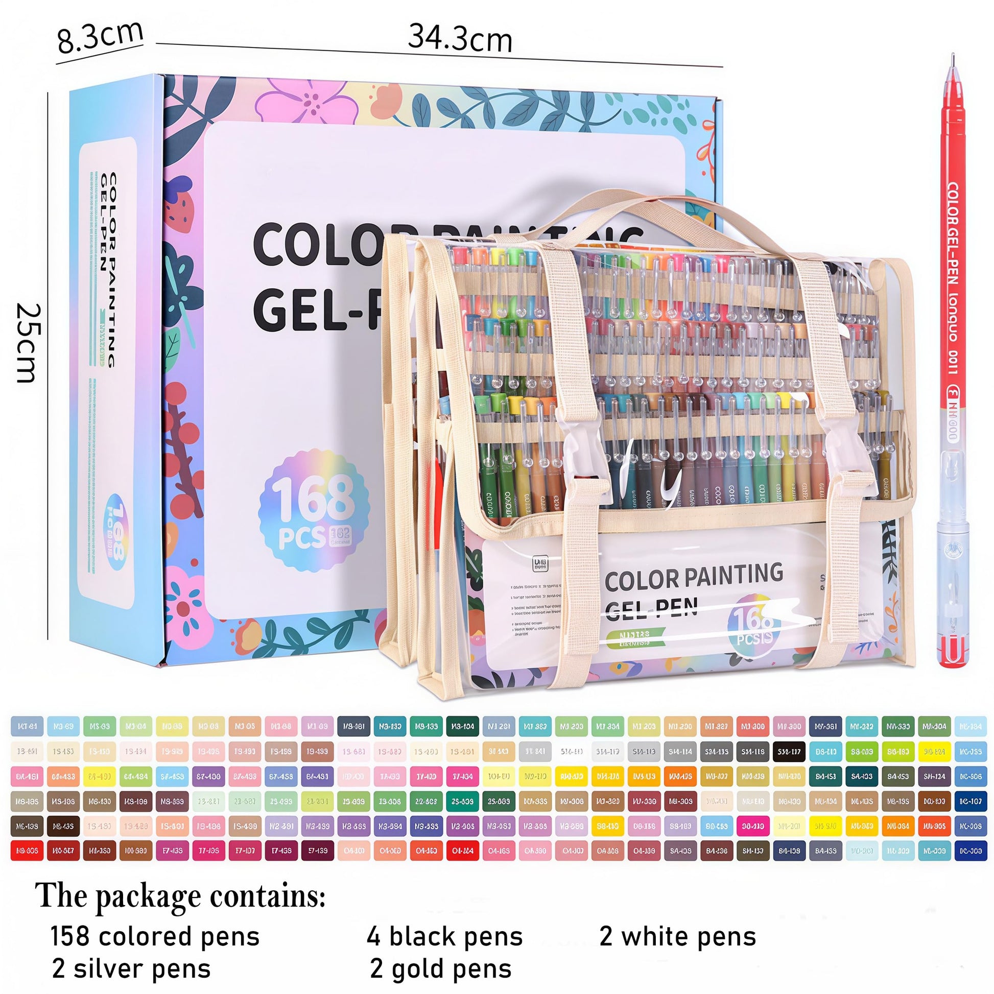 HysmmxHer 168 Colored Gel Pens Set, 0.6mm Fine Point for Black Paper & White Paper, Pens for